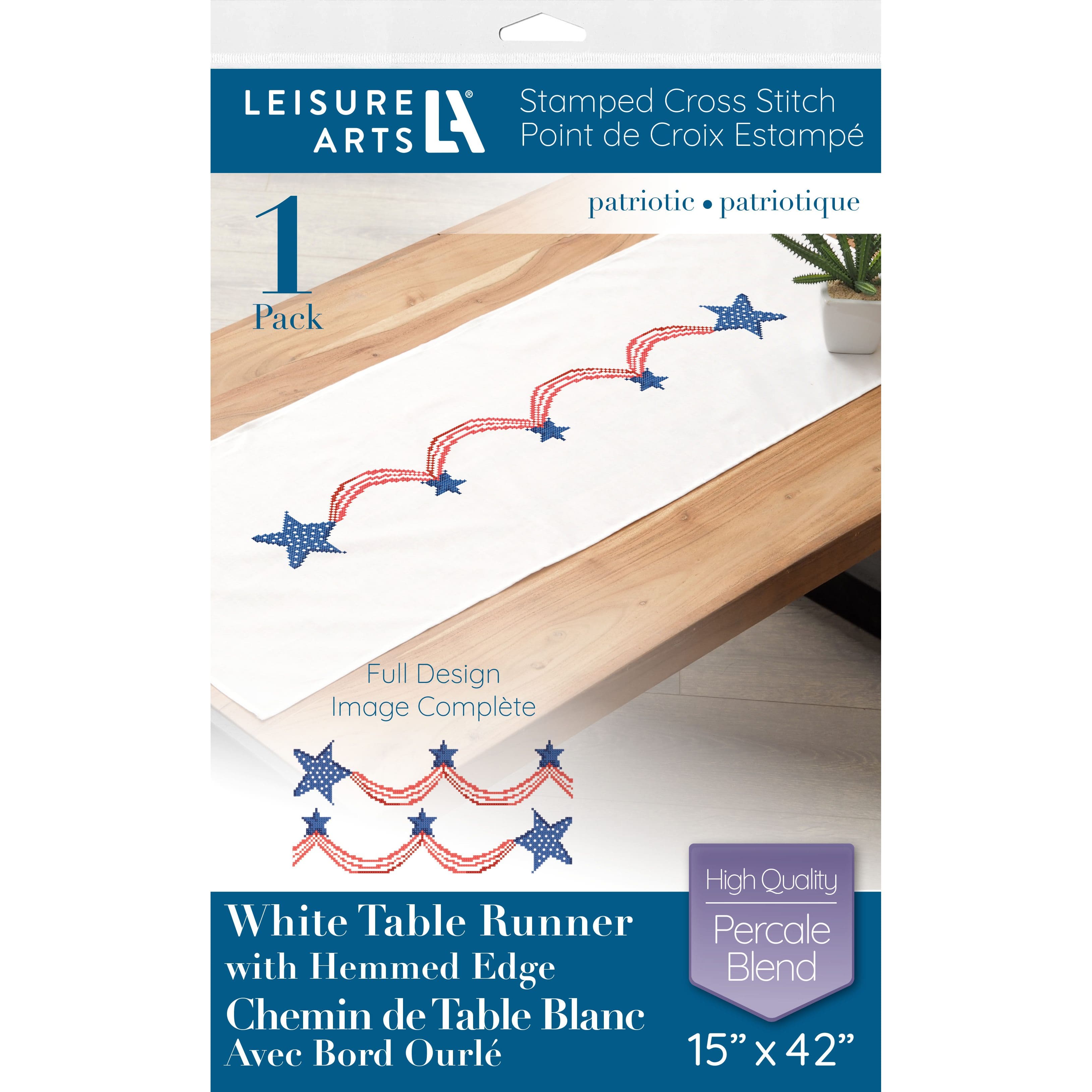 Leisure Arts® Patriotic Table Runner Stamped Cross Stitch Kit