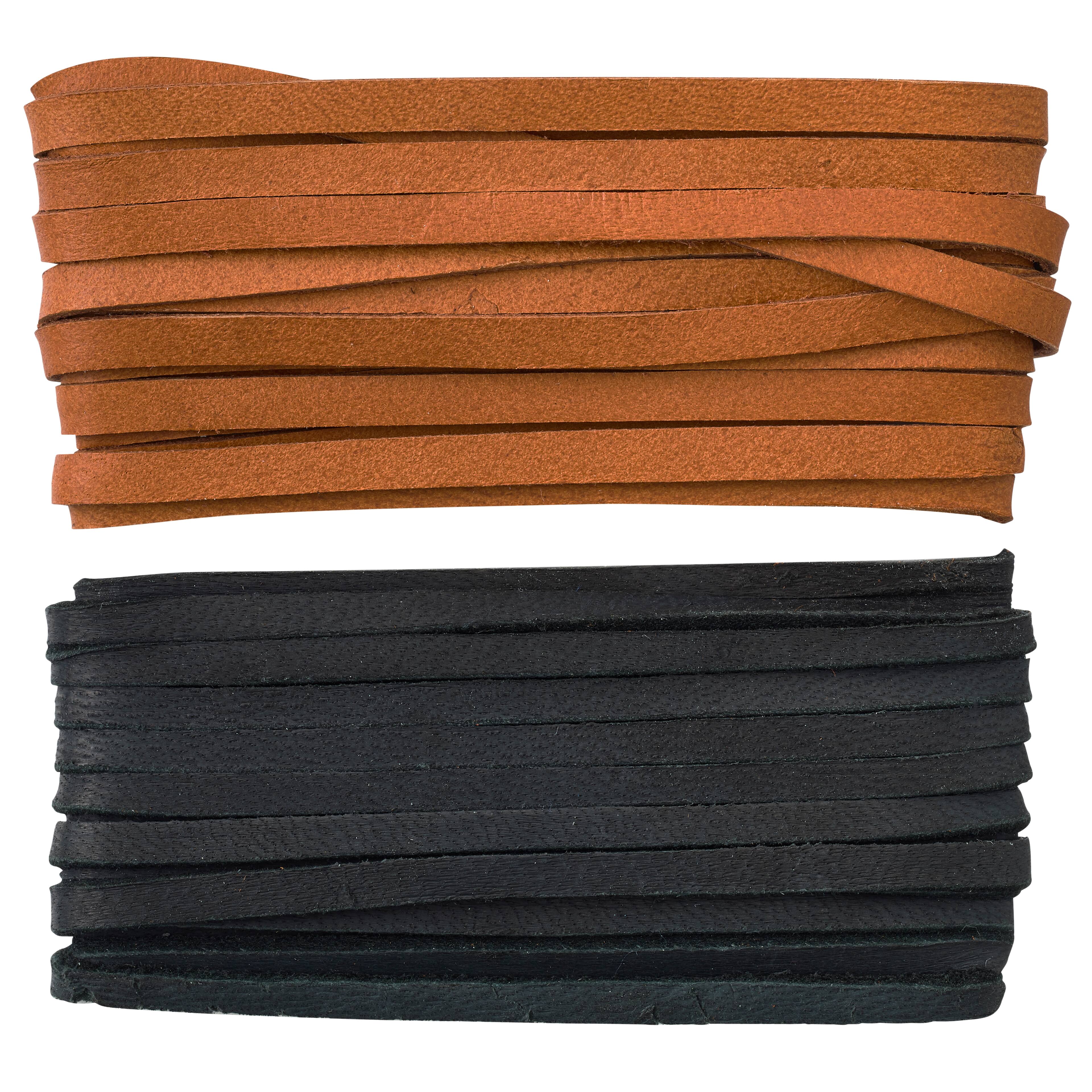 12 Pack: Black & Tan Deerskin Leather Lace by Bead Landing™