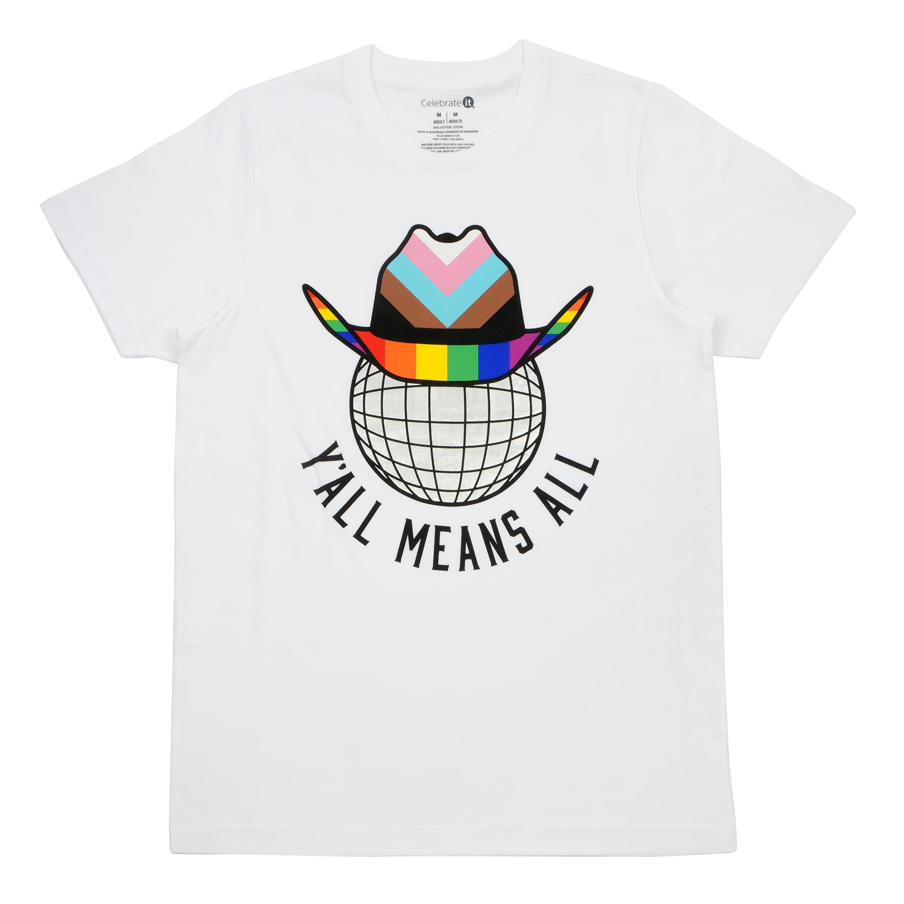 Y&#x27;all Means All Progress Pride Flag Cowboy Adult T-Shirt by Celebrate It&#x2122;