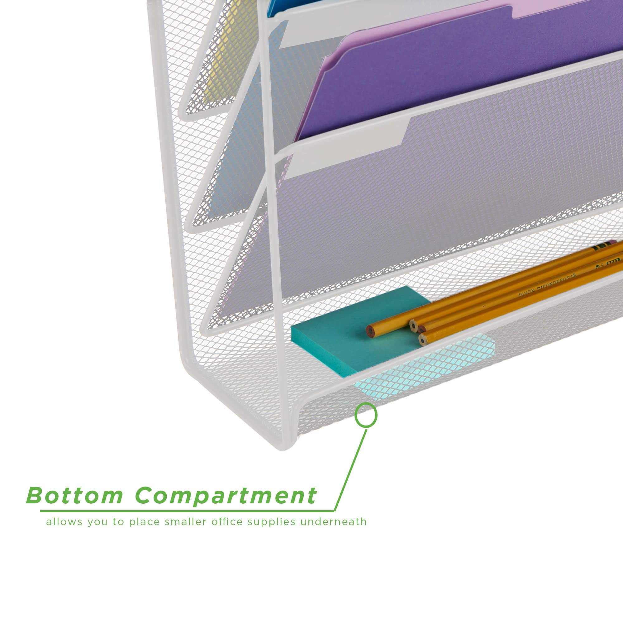 Mind Reader 6 Compartment Vertical Hanging Wall File &#x26; Chart Organizer