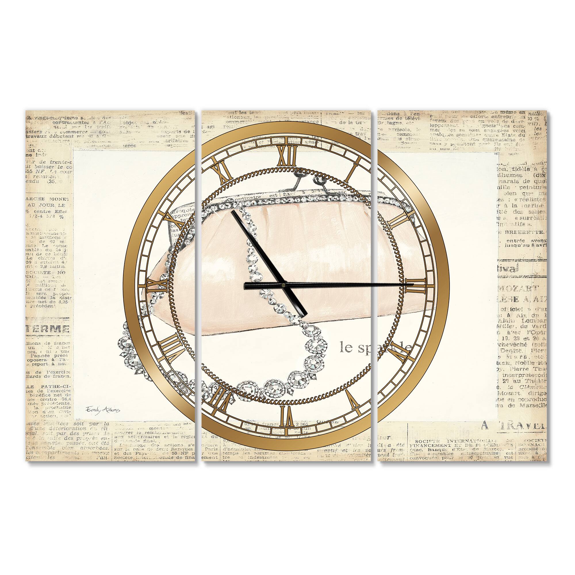 Designart 'Chic Galm Closet Ii Traditional Multipanel Wall Clock