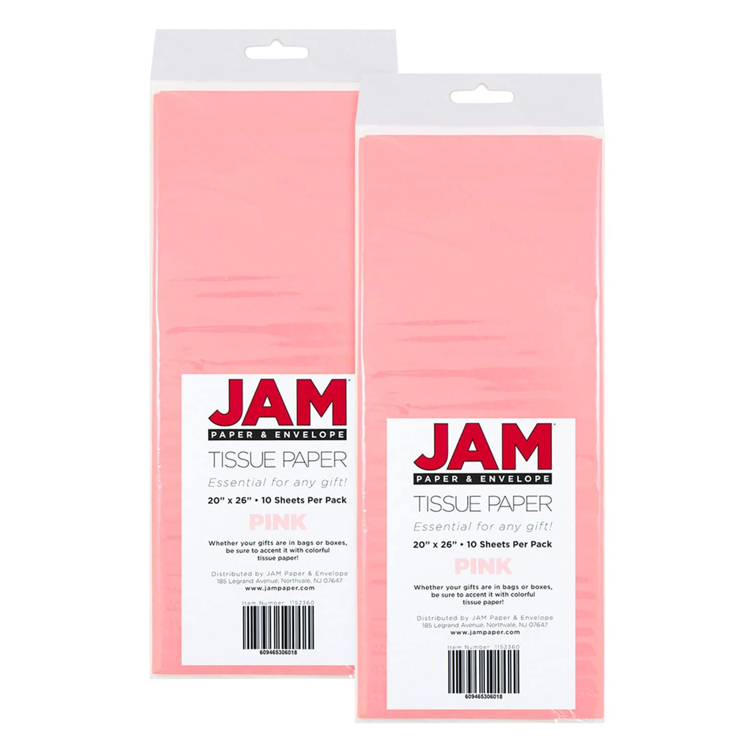 JAM Paper Gift Tissue Paper, Pink, 10 Sheets/Pack 
