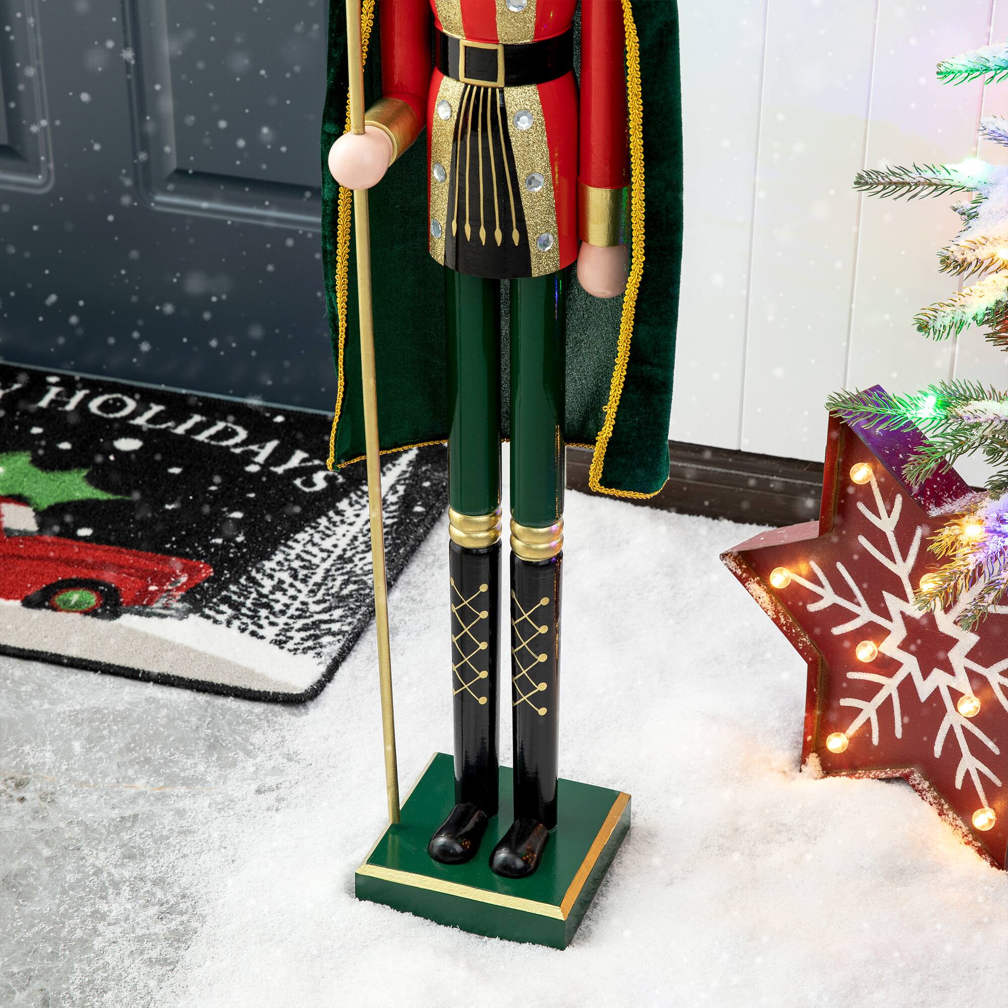 Glitzhome&#xAE; 3.5ft. Wooden Christmas King Nutcracker