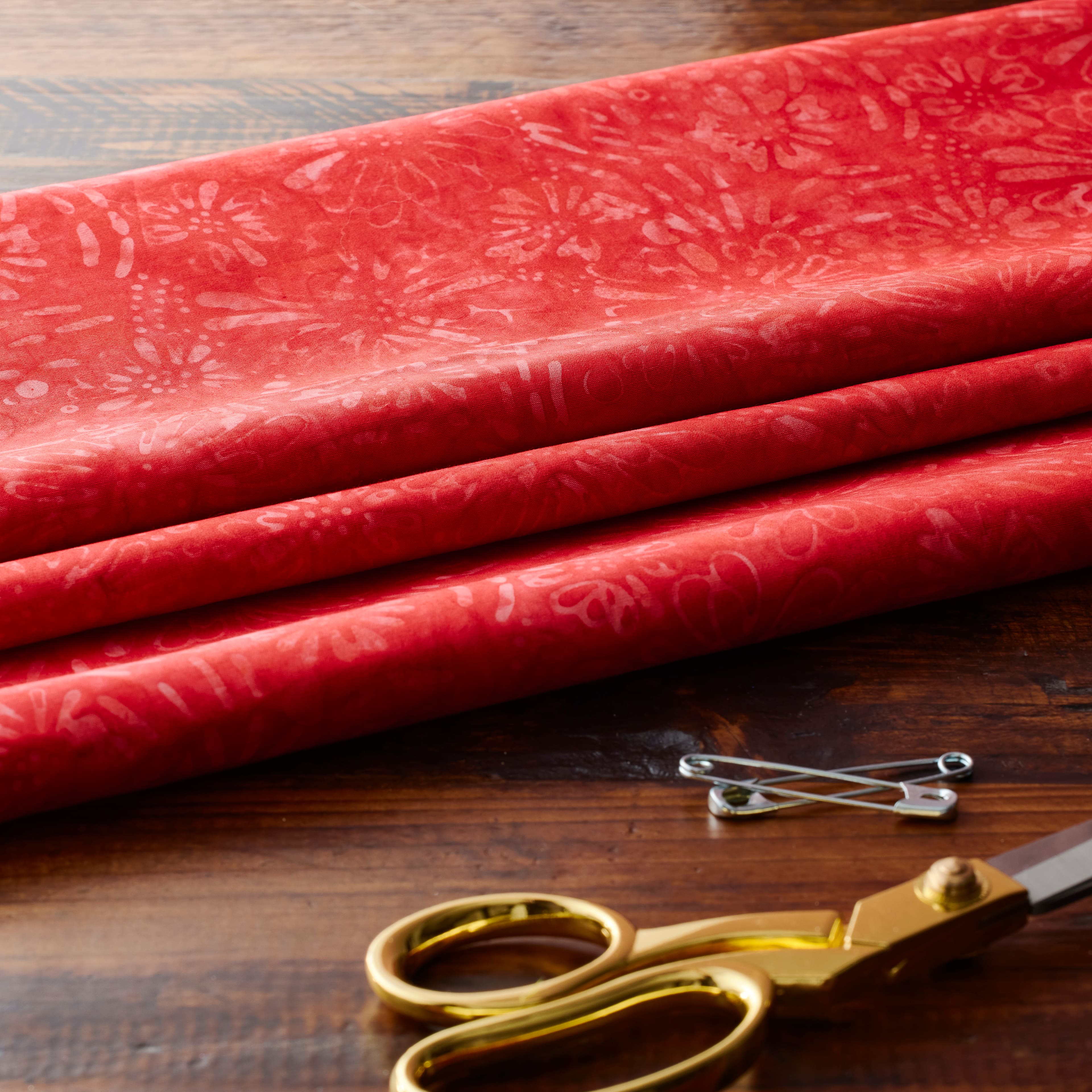 Premium Indonesian Batik Red Tie Dye Daisy Fabric