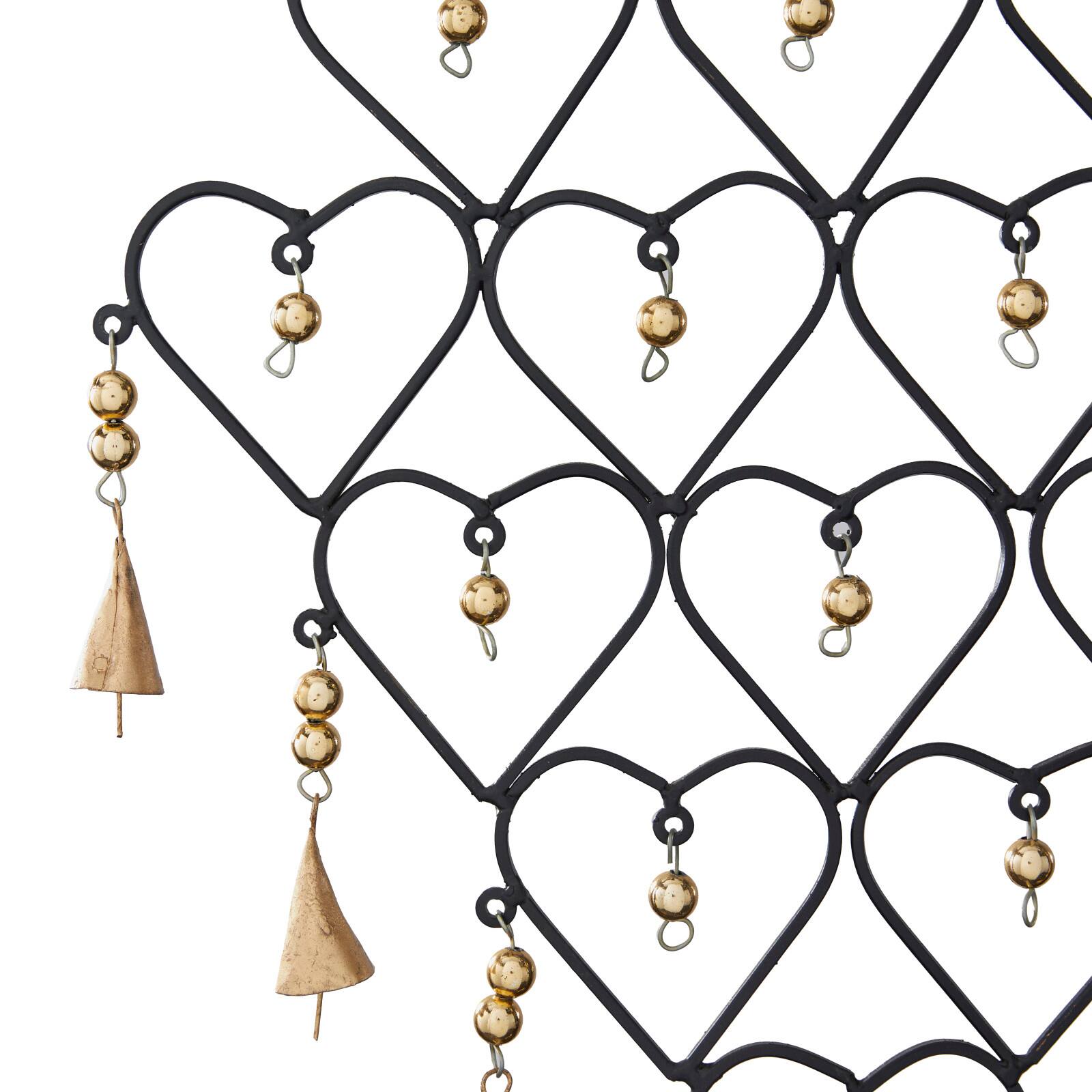 Gold Industrial Hearts Windchime, 16" x 1" x 27"