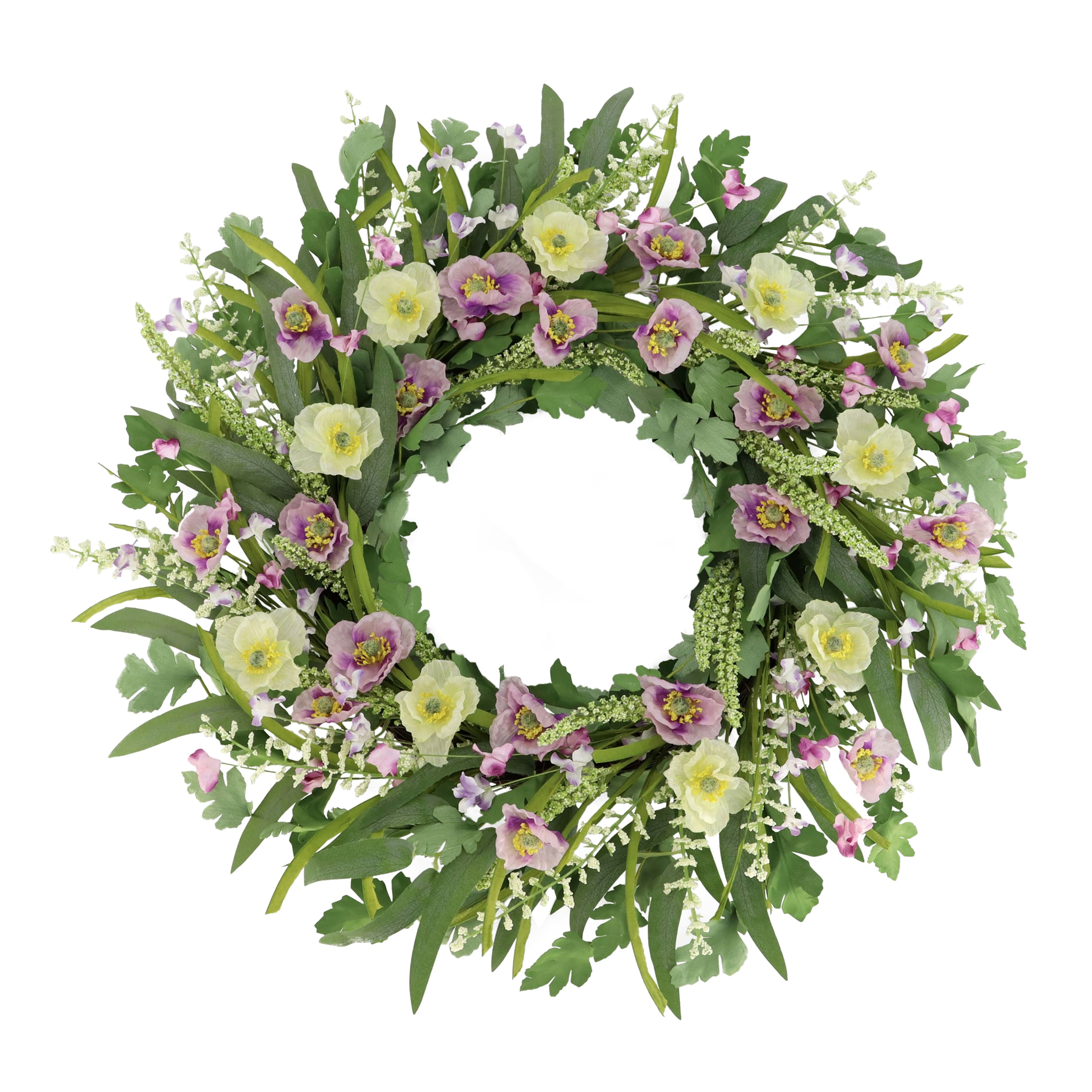 24&#x22; Artificial Poppy Spring Wreath
