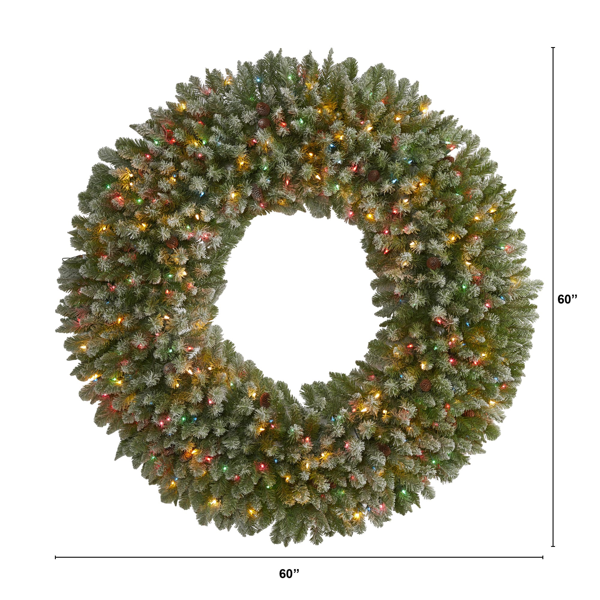 5ft. Pre-Lit Flocked Artificial Christmas Wreath