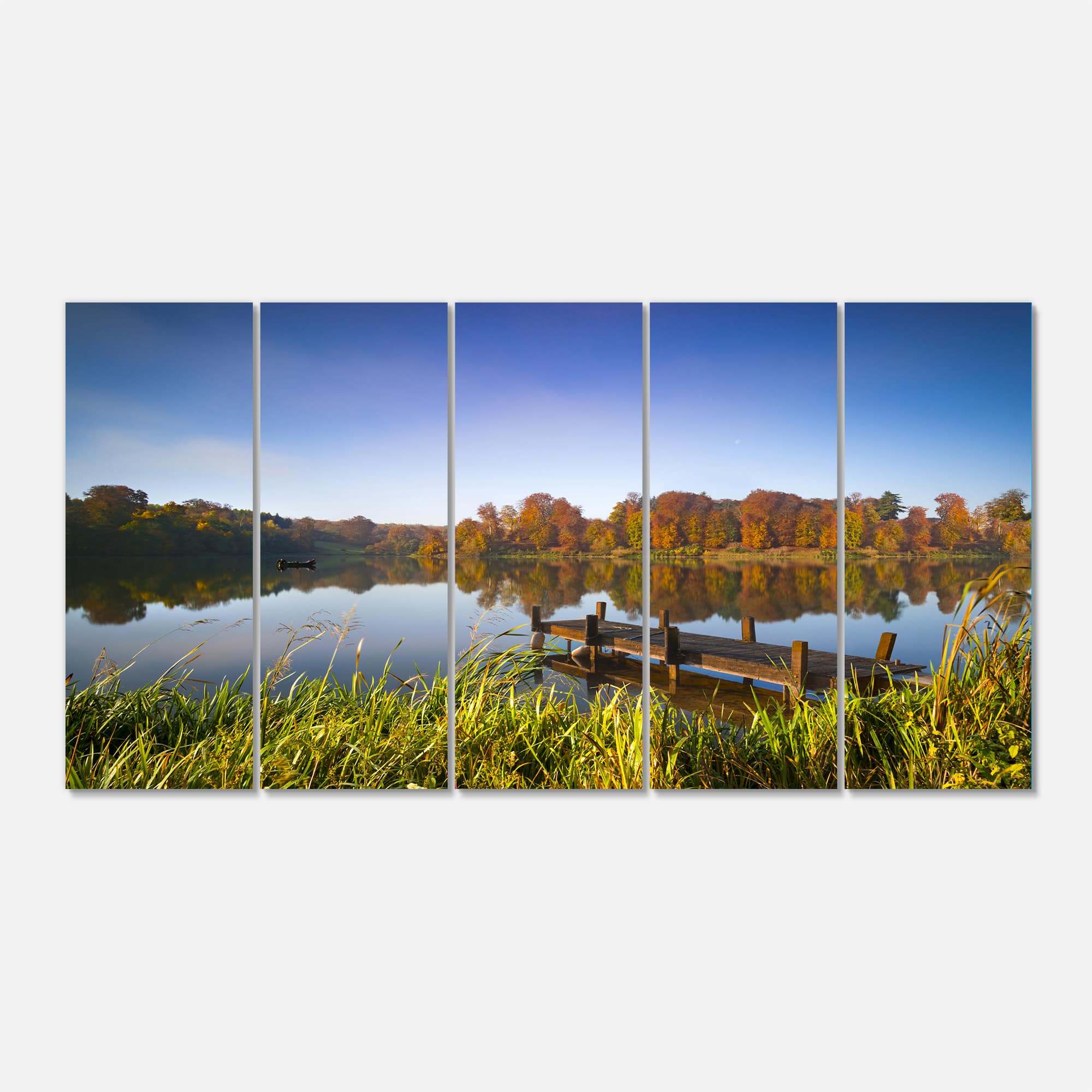 Designart - Still Waters of Fall Lake - Landscape Canvas Art Print