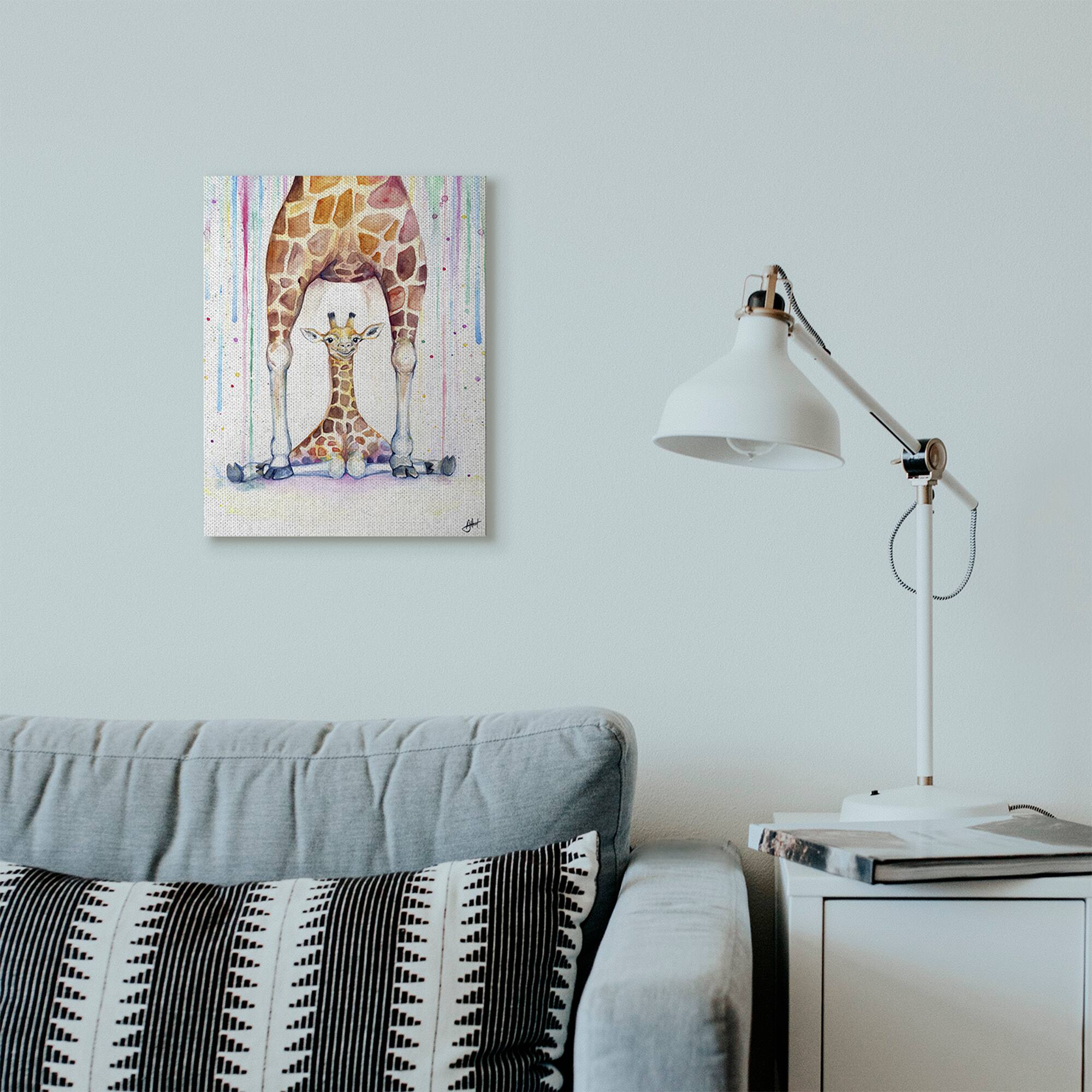 Stupell Industries Colorful Giraffe Family Painting Wall Accent