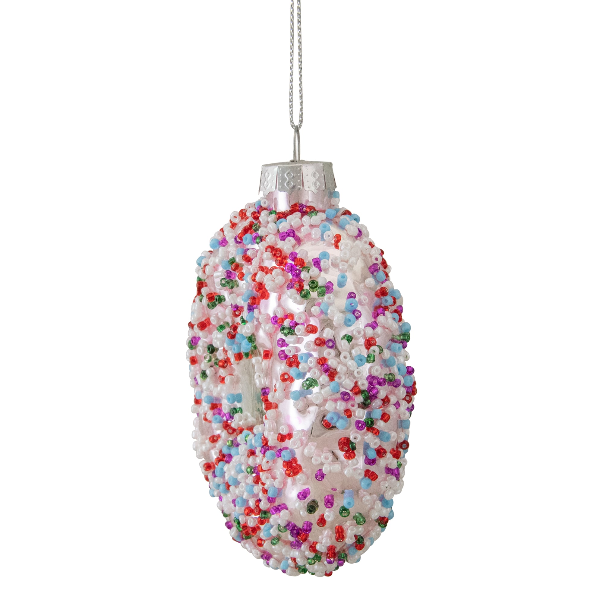 4&#x22; Pink Doughnut with Sprinkles Glass Ornament