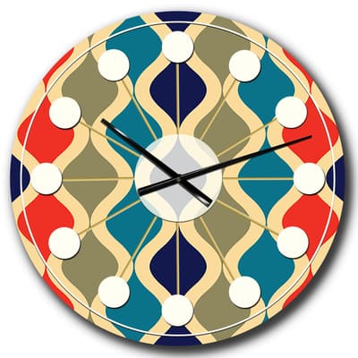 Designart 'Retro Ornamental Design Vi Mid-Century Modern Wall Clock ...