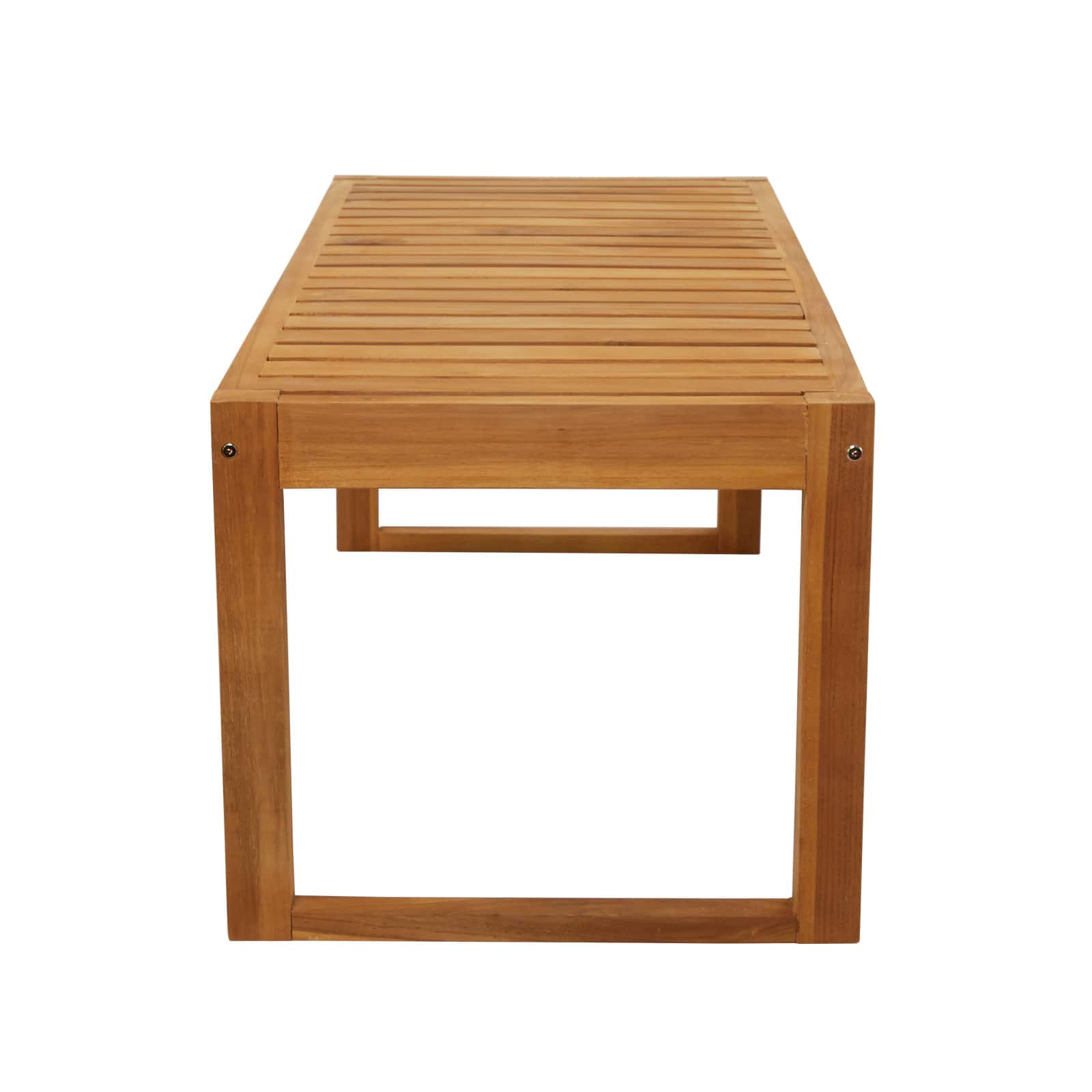 47&#x22; Brown Teak Wood Slatted Outdoor Accent Table