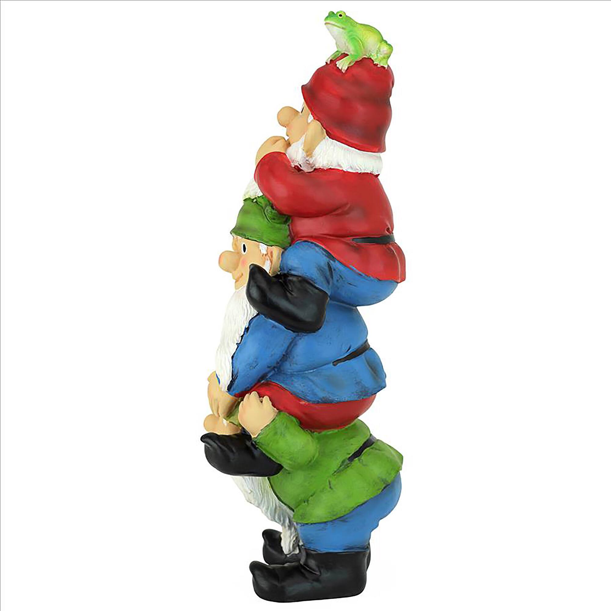 Design Toscano 16" Tower of Three Gnomes & Frog Statue
