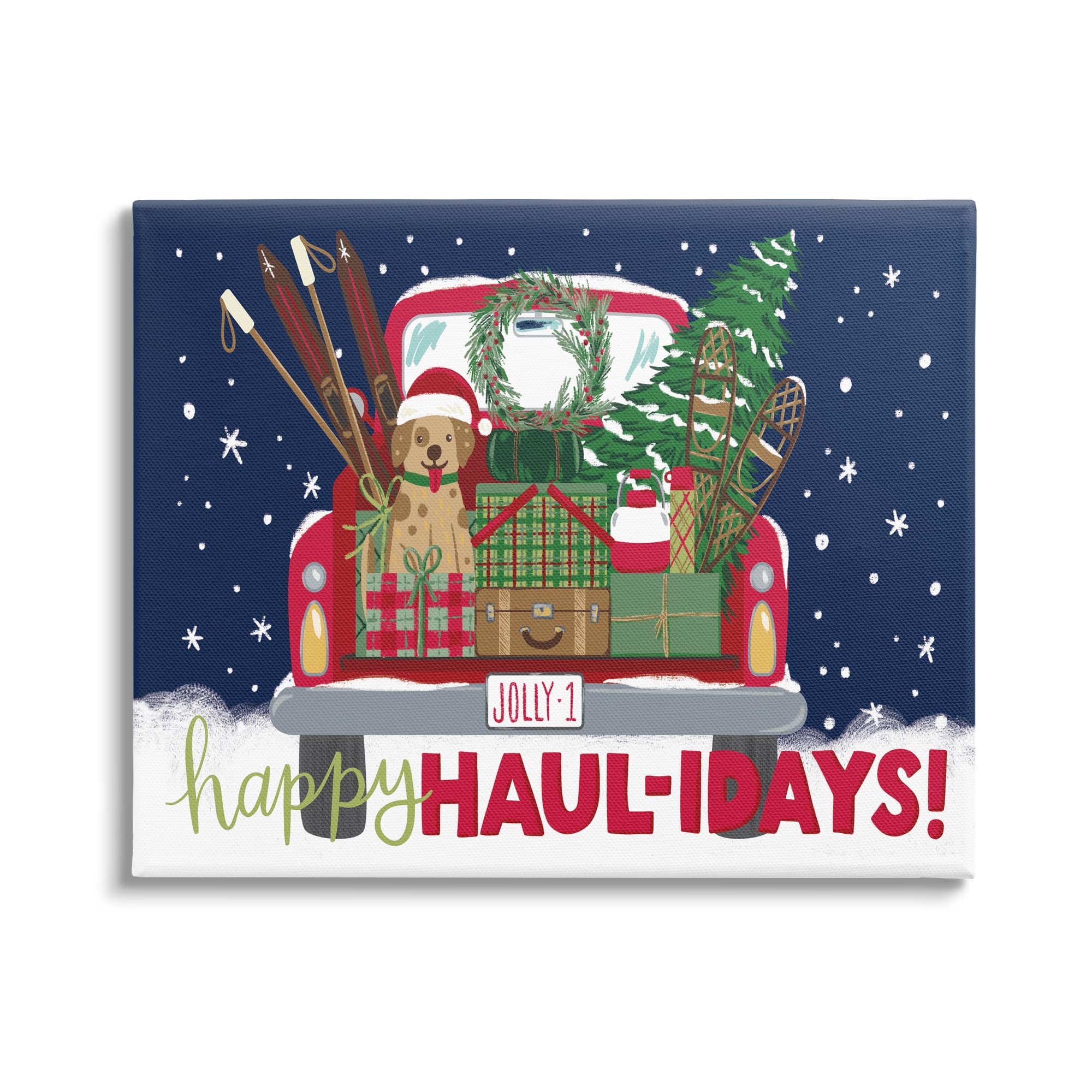 Stupell Industries Happy Haul-idays Christmas Gift Truck Canvas Wall Art