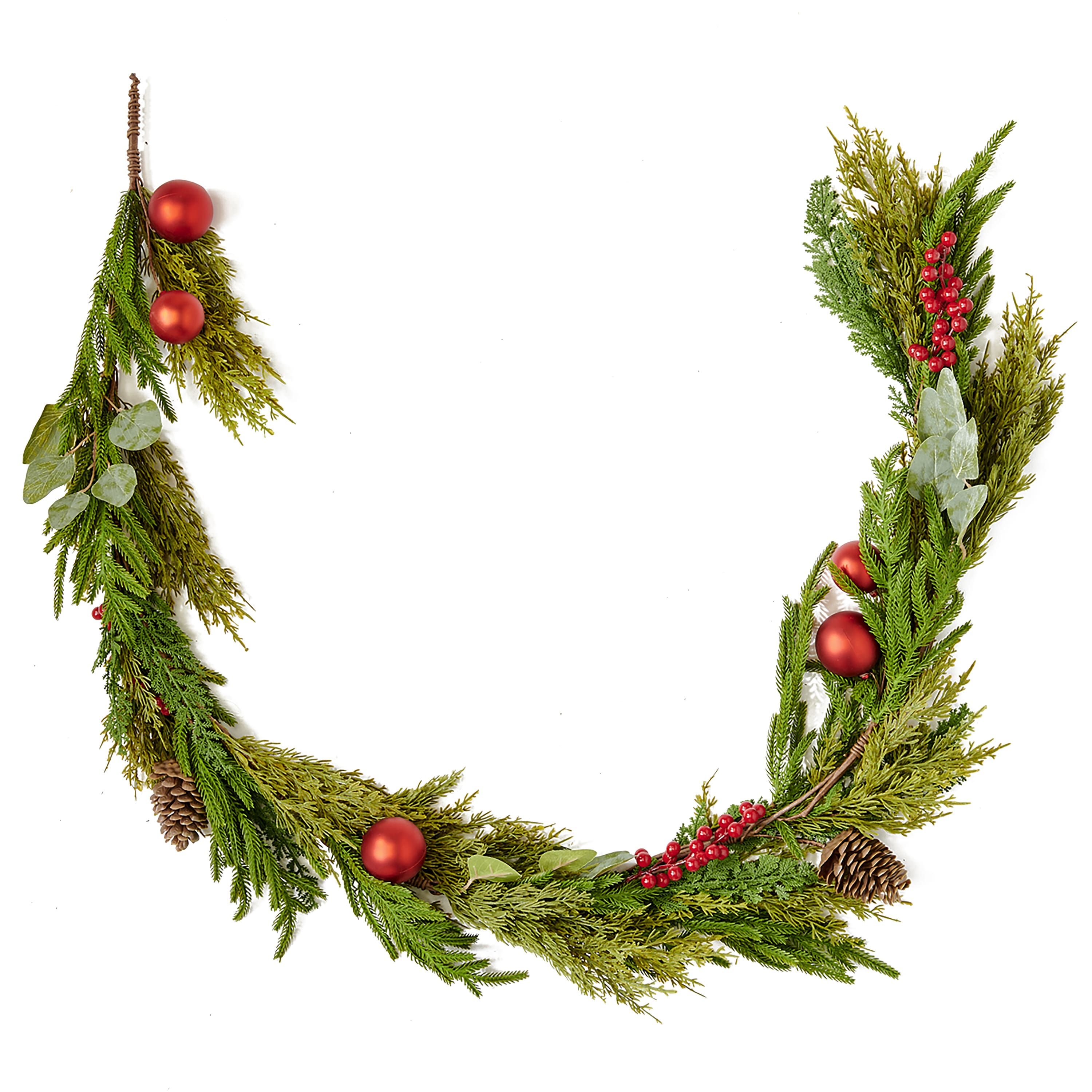 65" Artificial Pine & Cedar Garland with Pinecones