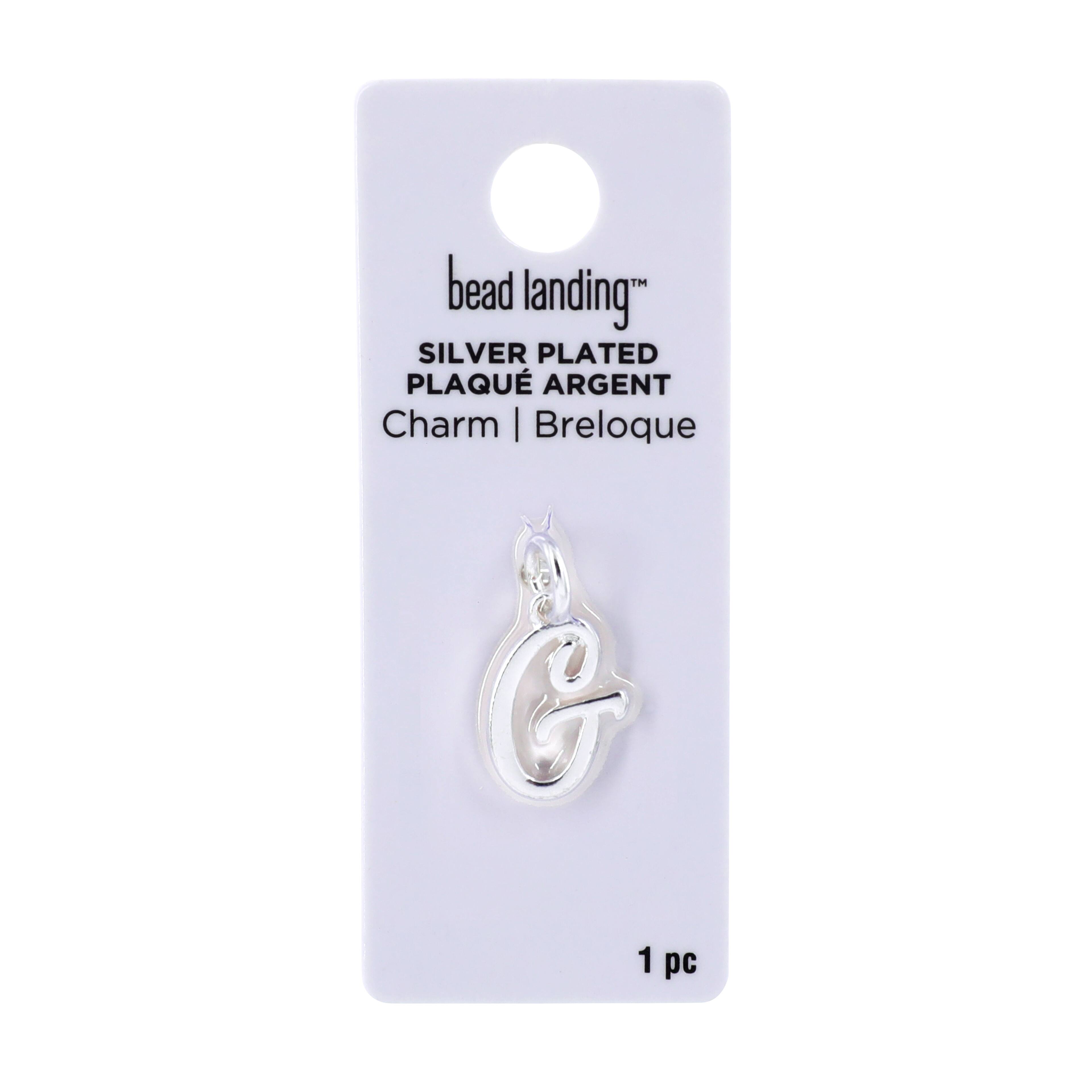Silver Plated Script Letter Charm by Bead Landing&#x2122;