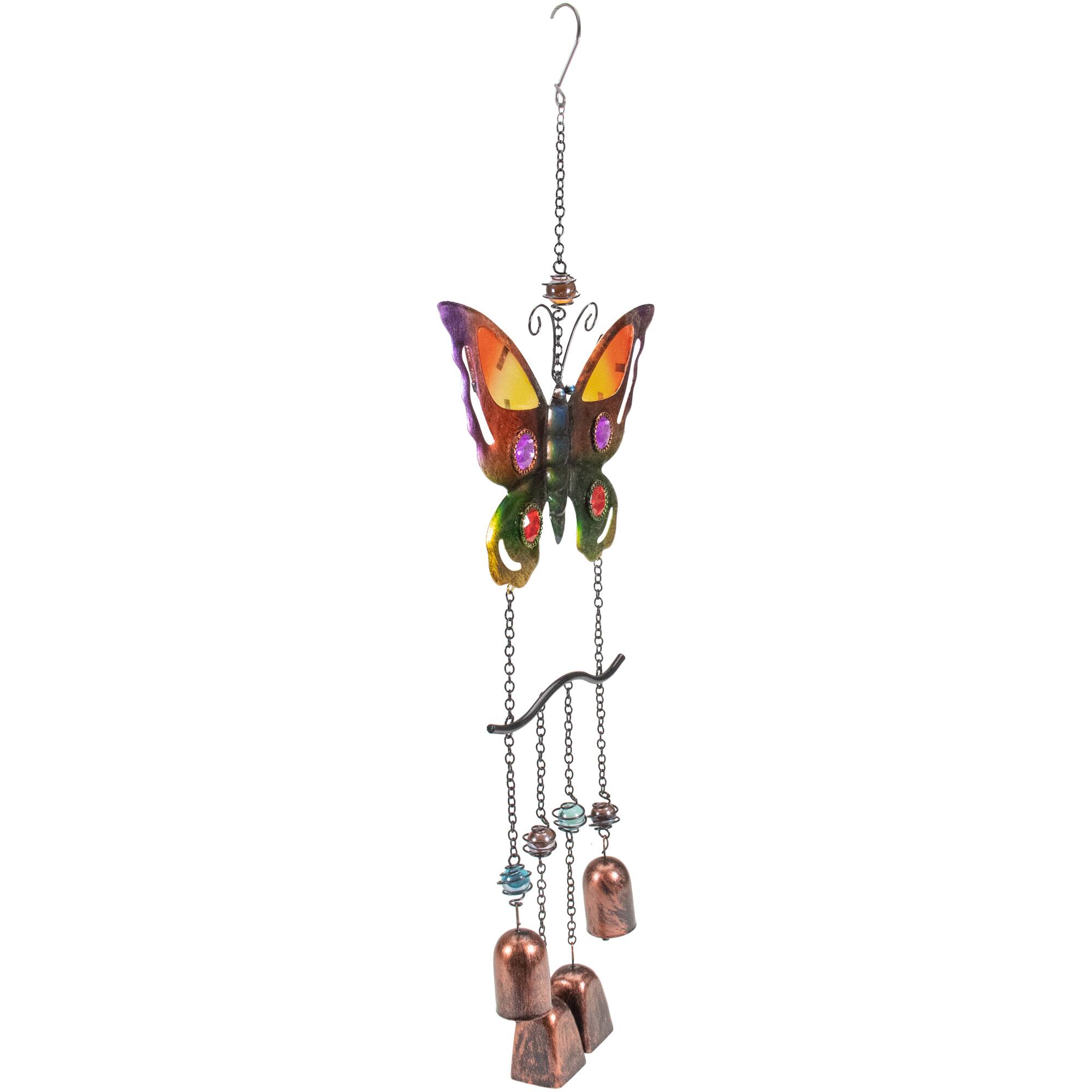 24" Purple & Bronze Butterfly Outdoor Garden Windchime