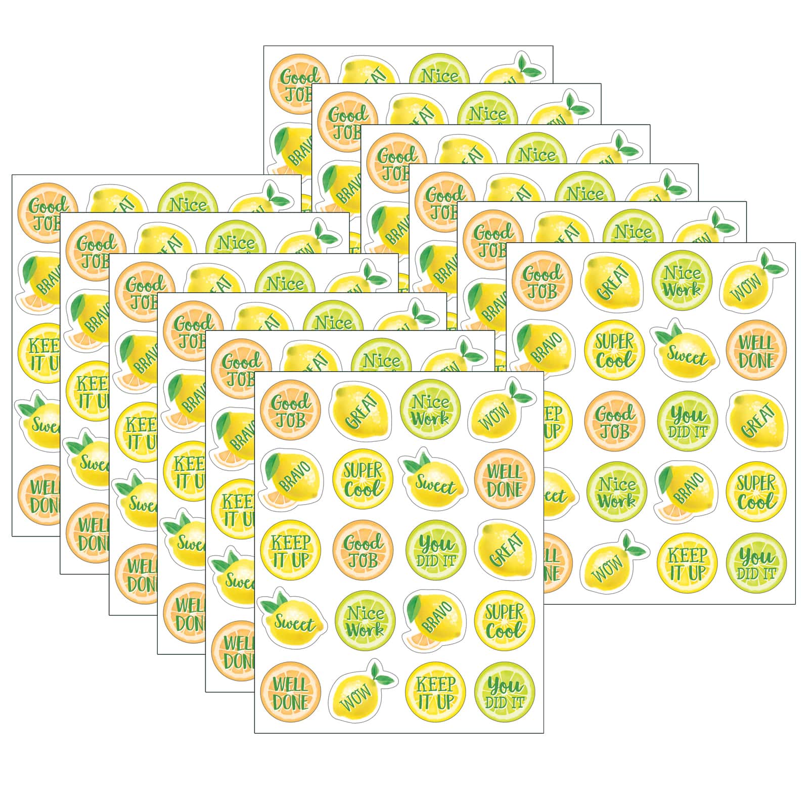 Teacher Created Resources Lemon Zest Stickers, 12 Packs of 120