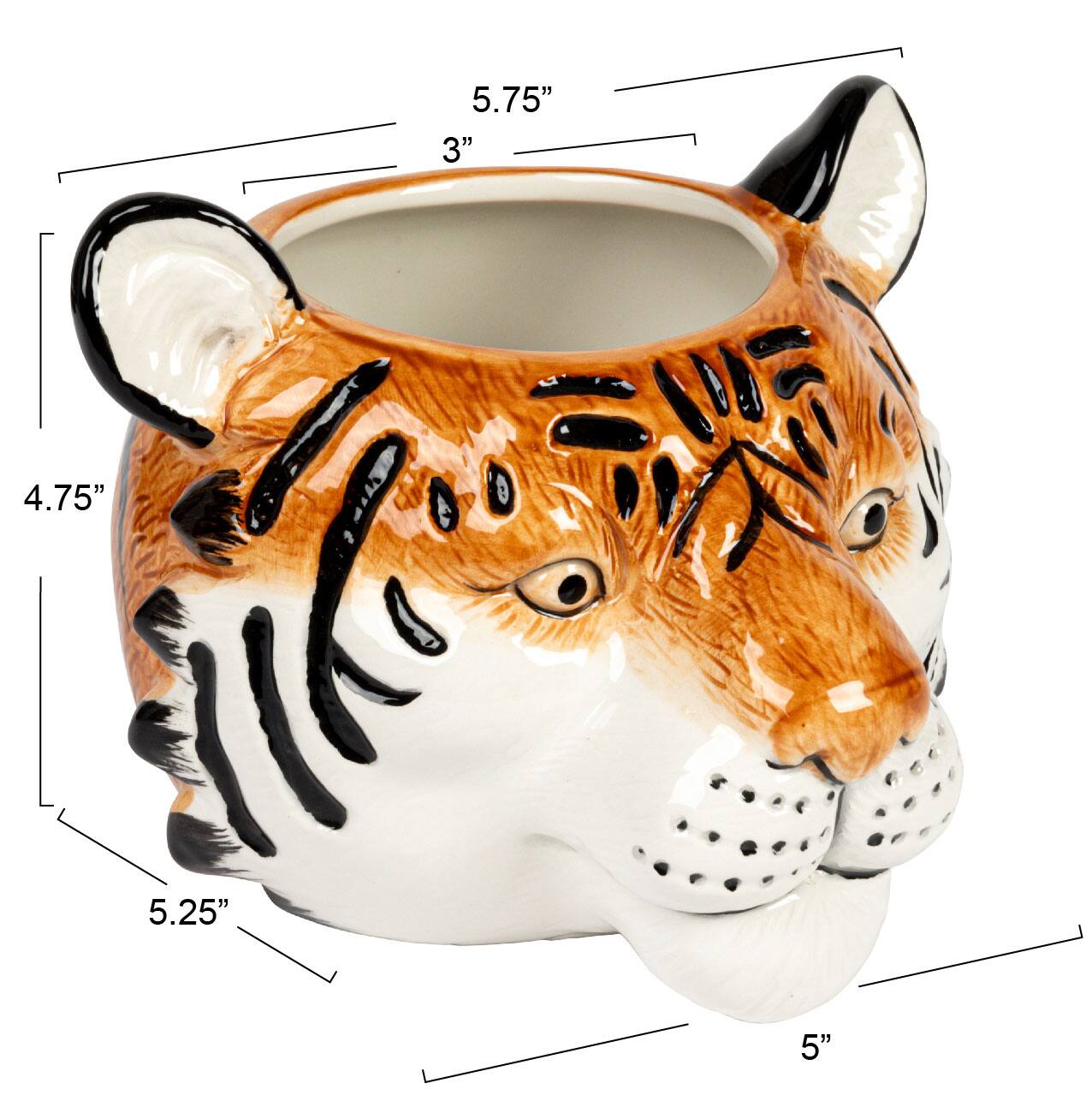 Hello Honey&#xAE; 6&#x22; Round Ceramic Tiger Head Planter