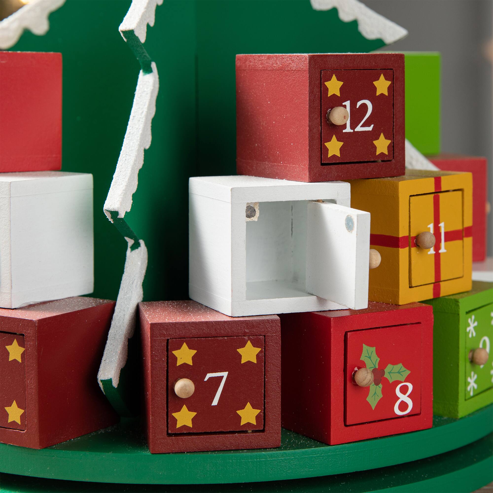 Glitzhome® 10.5'' Wooden Christmas Gift Box Tree Countdown Calendar ...