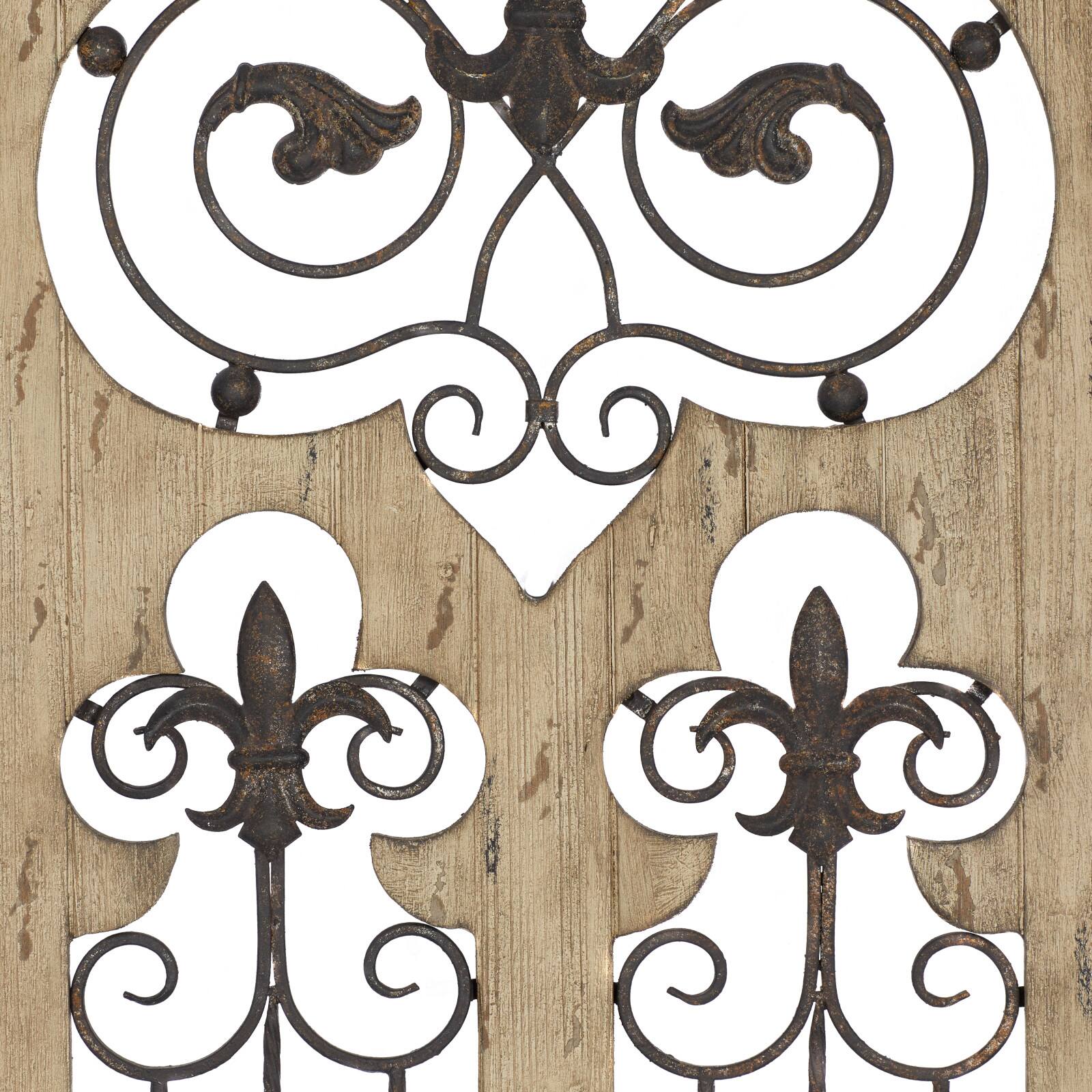 50&#x22; Brown Rustic Metal &#x26; Wood Arched Gate Wall D&#xE9;cor