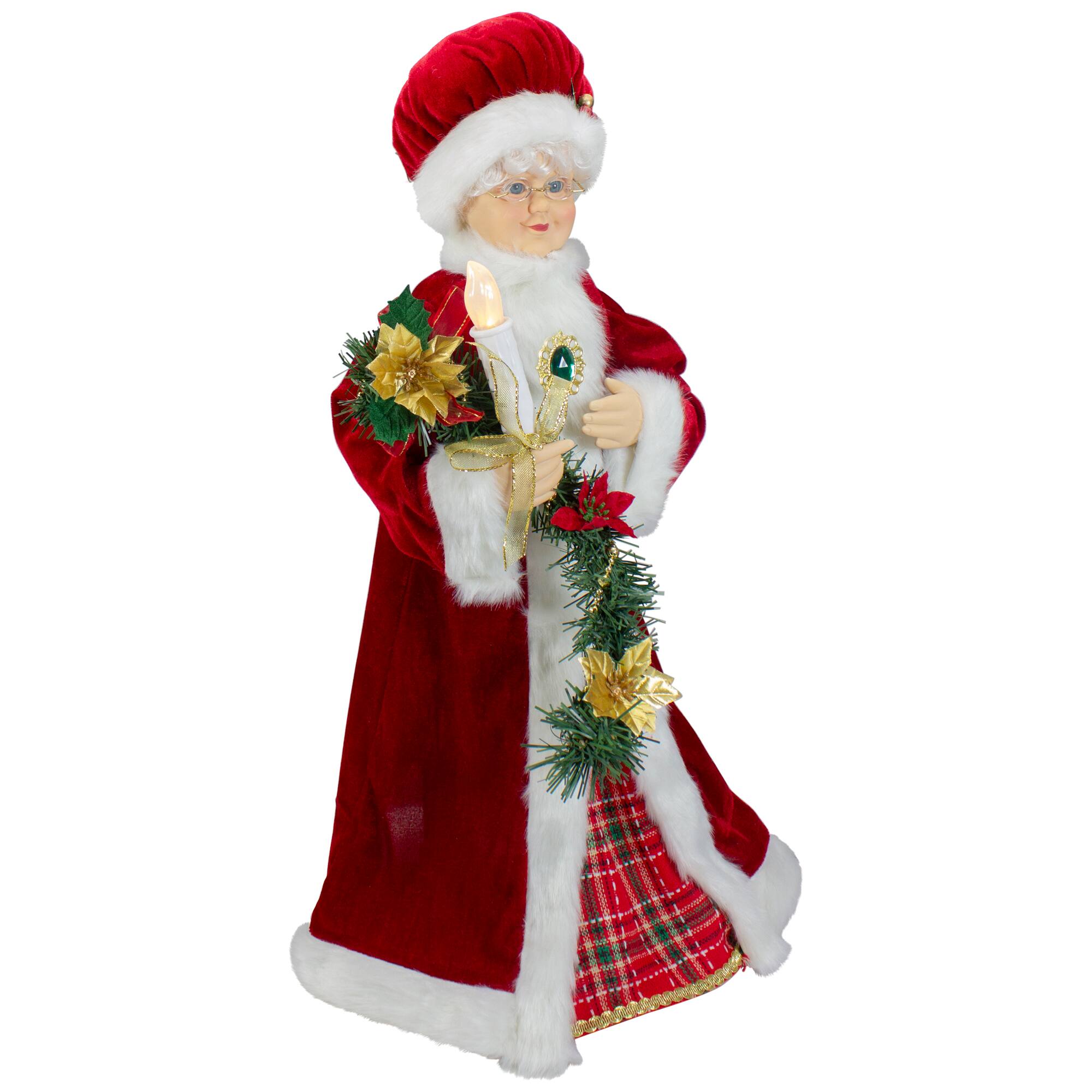 24" Animated Mrs. Claus with Lighted Candle Musical Christmas Figure