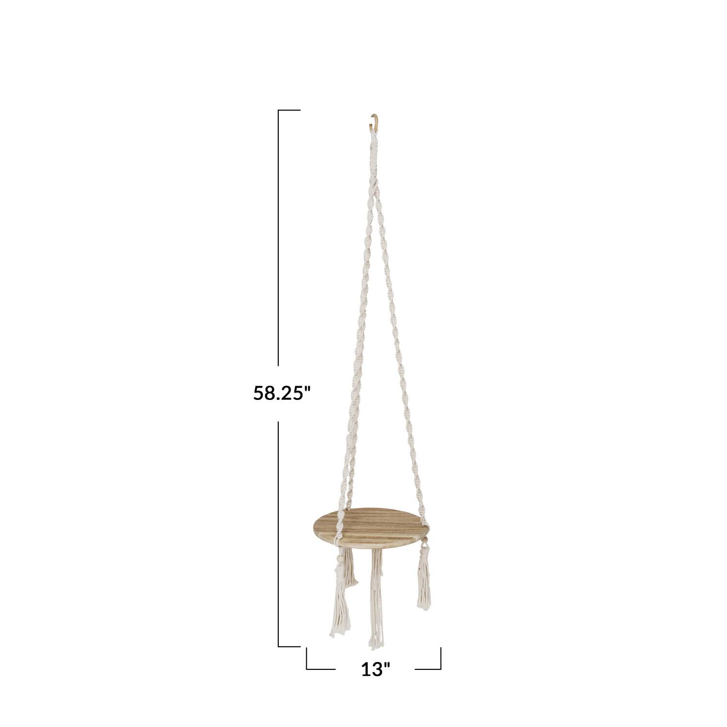 Hello Honey® 5ft. Cotton Macrame Plant Hanger with Wood Base
