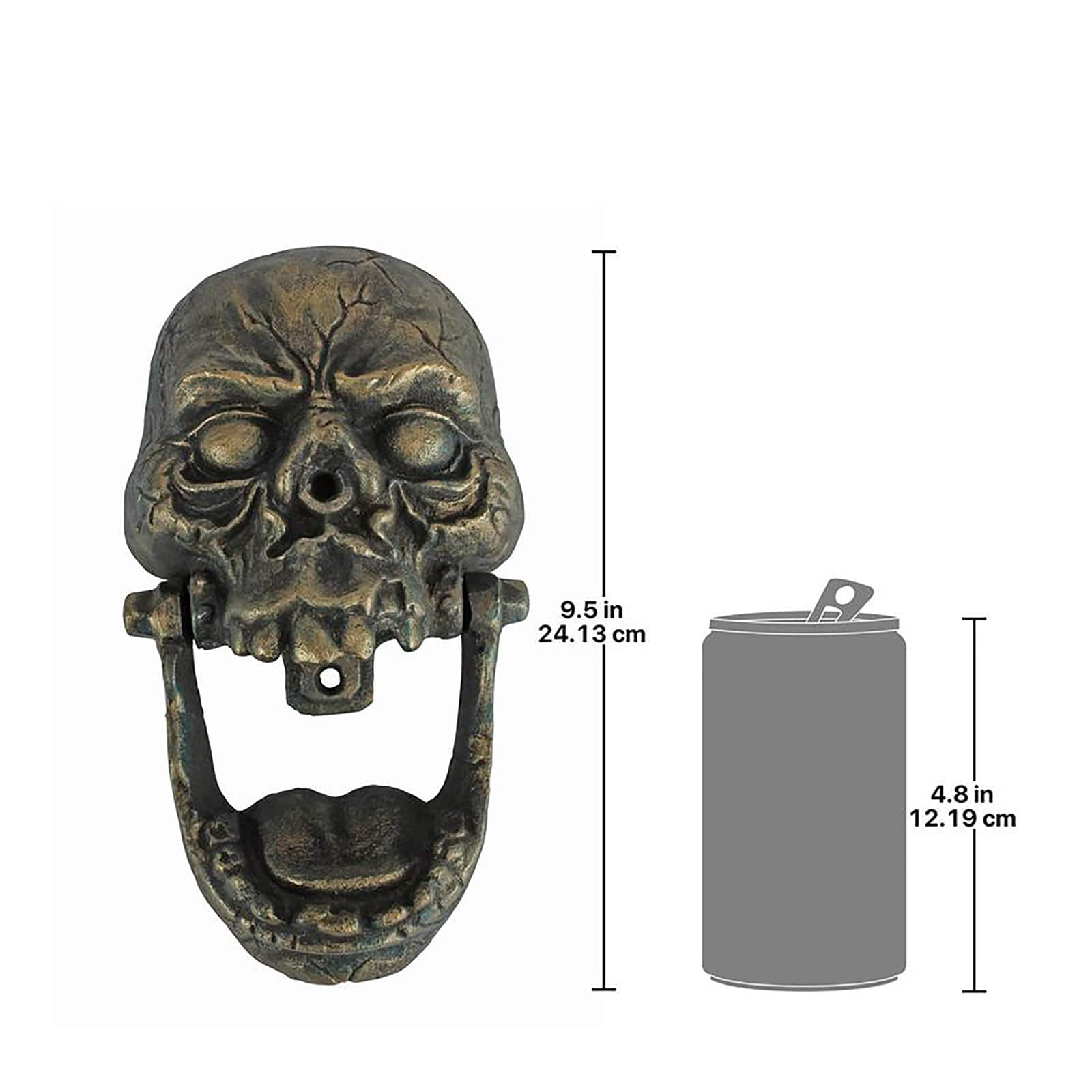 Design Toscano 9.5&#x22; Bronze Knock-Jaw Skull Authentic Foundry Iron Door Knocker