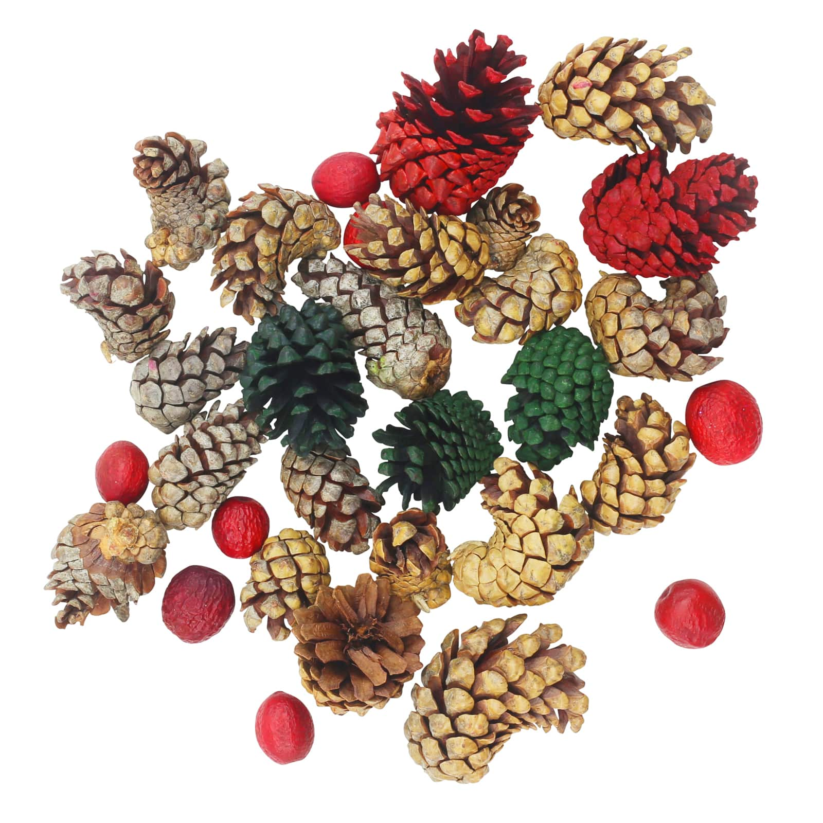 Natural Brown, Red &#x26; Green Decorative Pinecone Mix by Ashland&#xAE;