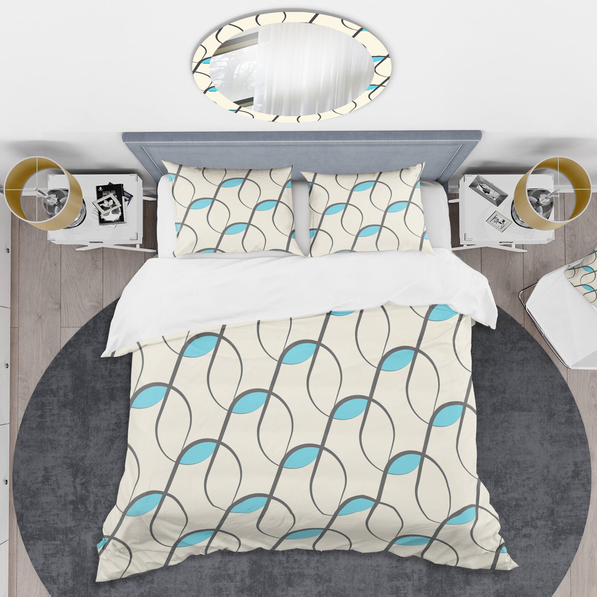 Designart 'Retro Geometrical Abstract Minimal Pattern I' Mid-Century Duvet Cover Set