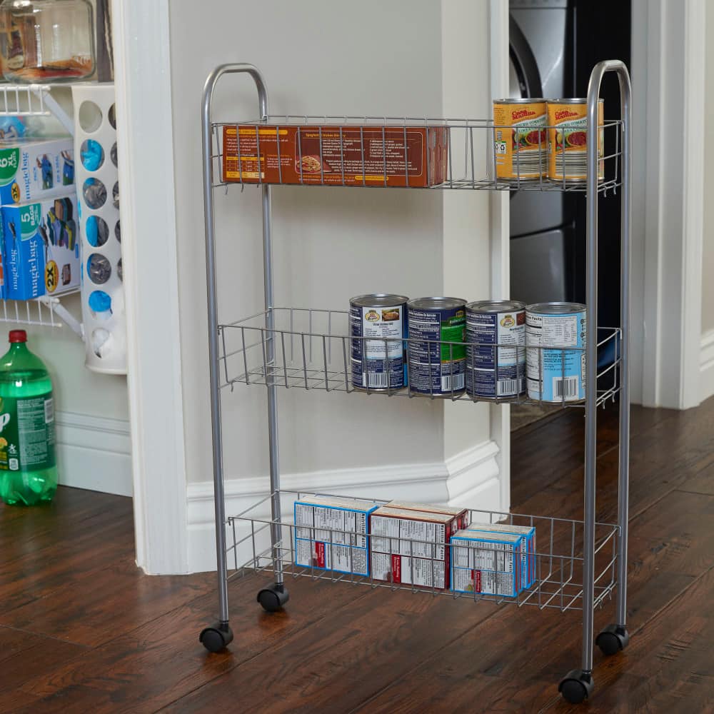 Household Essentials 30&#x22; Slim 3-Shelf Storage &#x26; Utility Cart