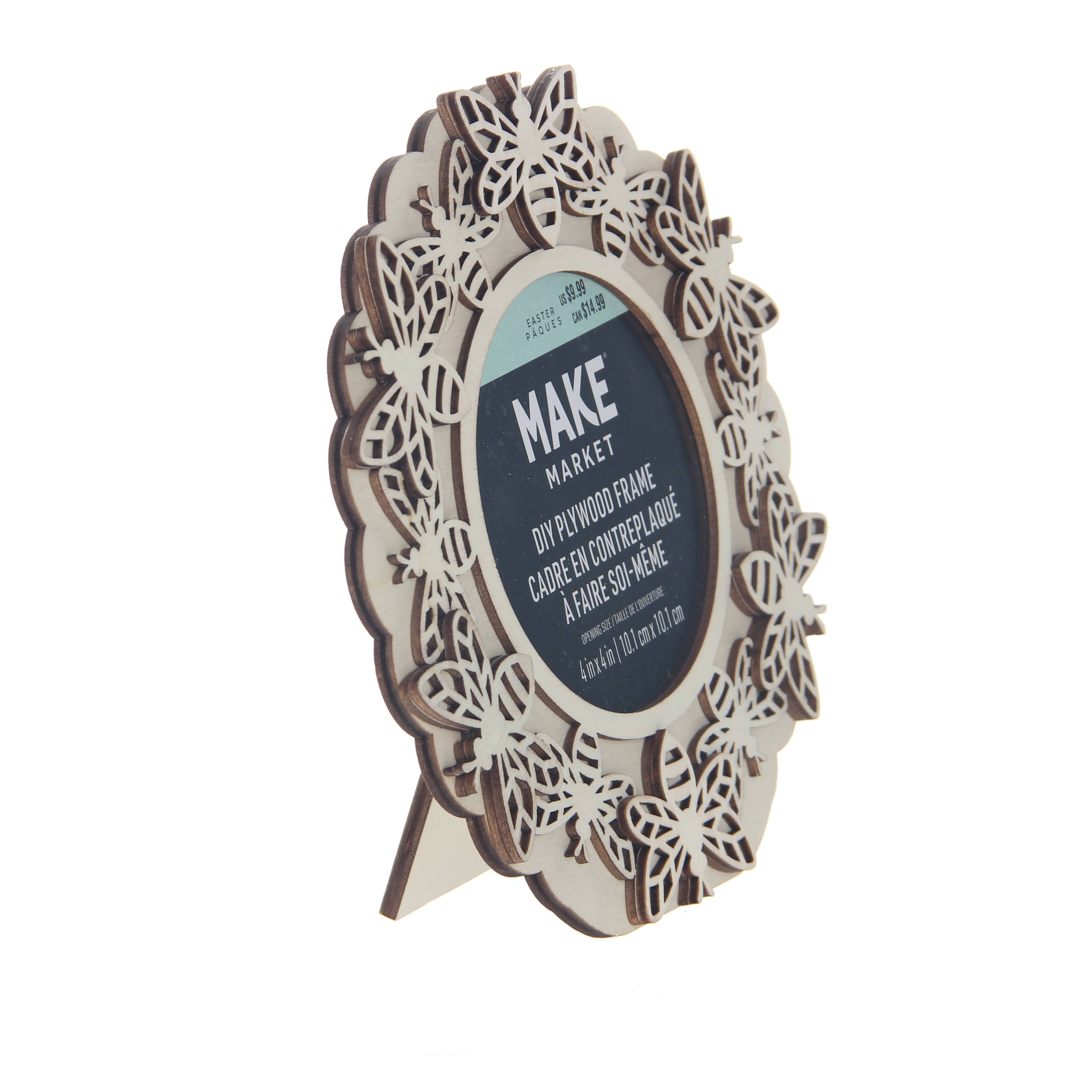 Cadre en contreplaqu&#xE9; &#xE0; faire soi-m&#xEA;me pour couronne d&#x27;abeilles 4&#x22; x 4&#x22; par Make Market&#xAE;