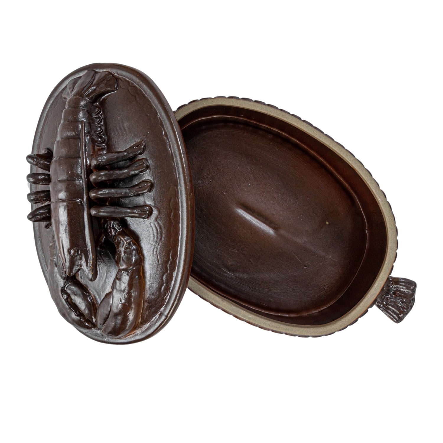 Hello Honey&#xAE; 12.25&#x22; Matte Brown Stoneware Baker with Lobster Design