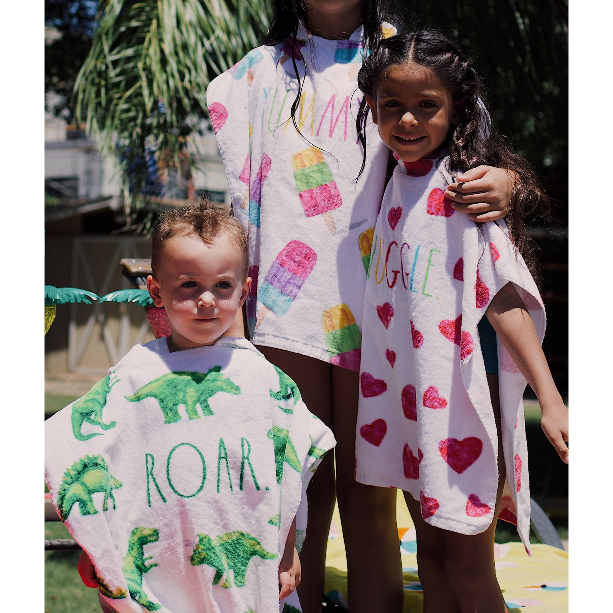 Rae Dunn Yummy Popsicle Kids Hooded Towel &#x26; Beach Ball Set