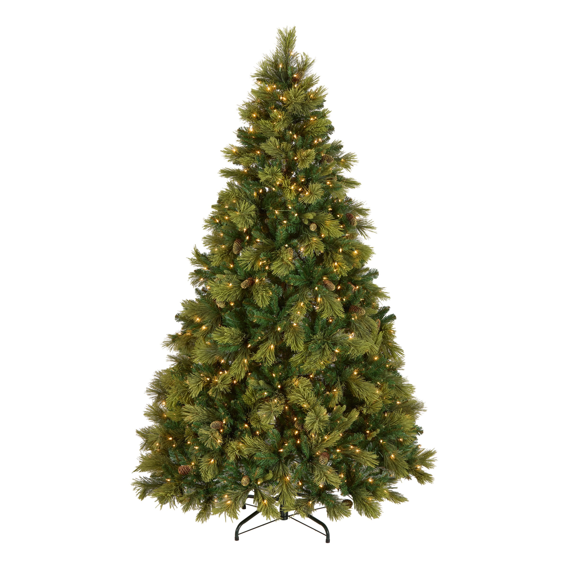 7.5 ft. Pre-lit Hinged Carolina Pine Full Artificial Christmas Tree, Clear Lights