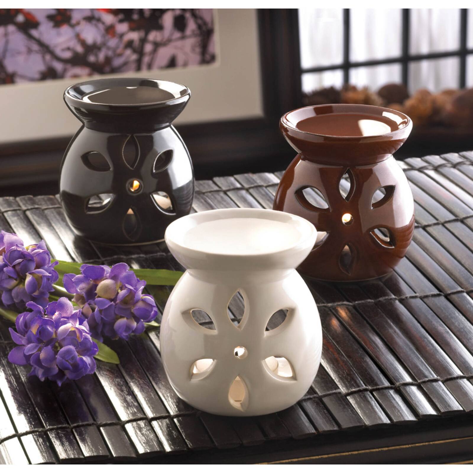 Mini Multicolor Flower Candle Oil Warmers (Set of 3)