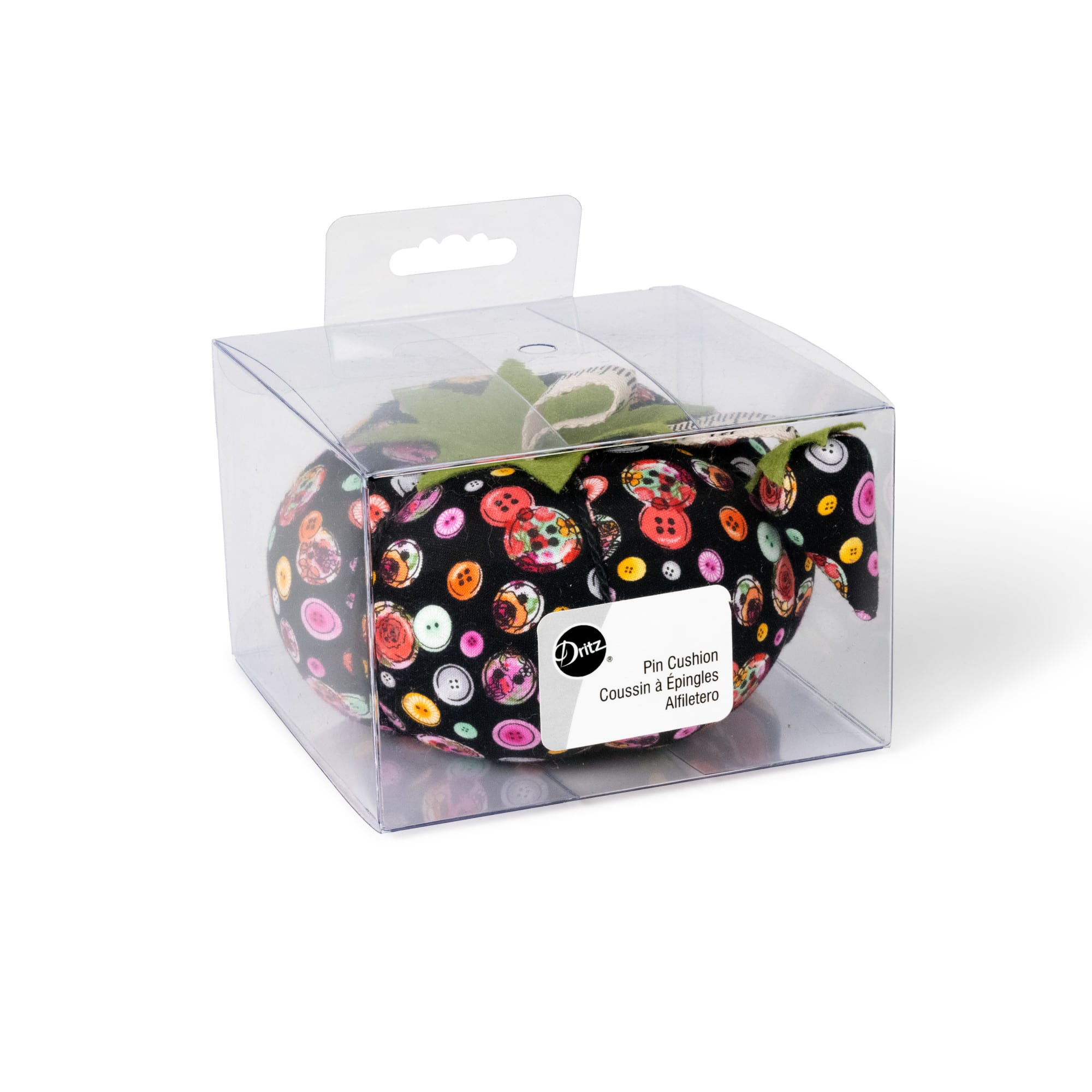 Dritz 4" Black Button Print Tomato Pin Cushion