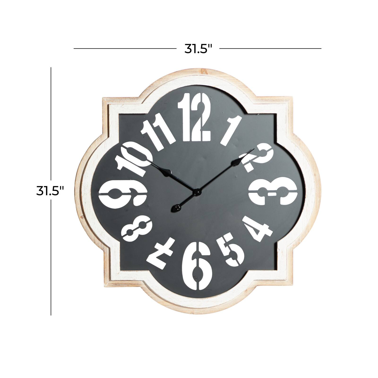 Black Metal Farmhouse Wall Clock, 32" x 32" x 2"