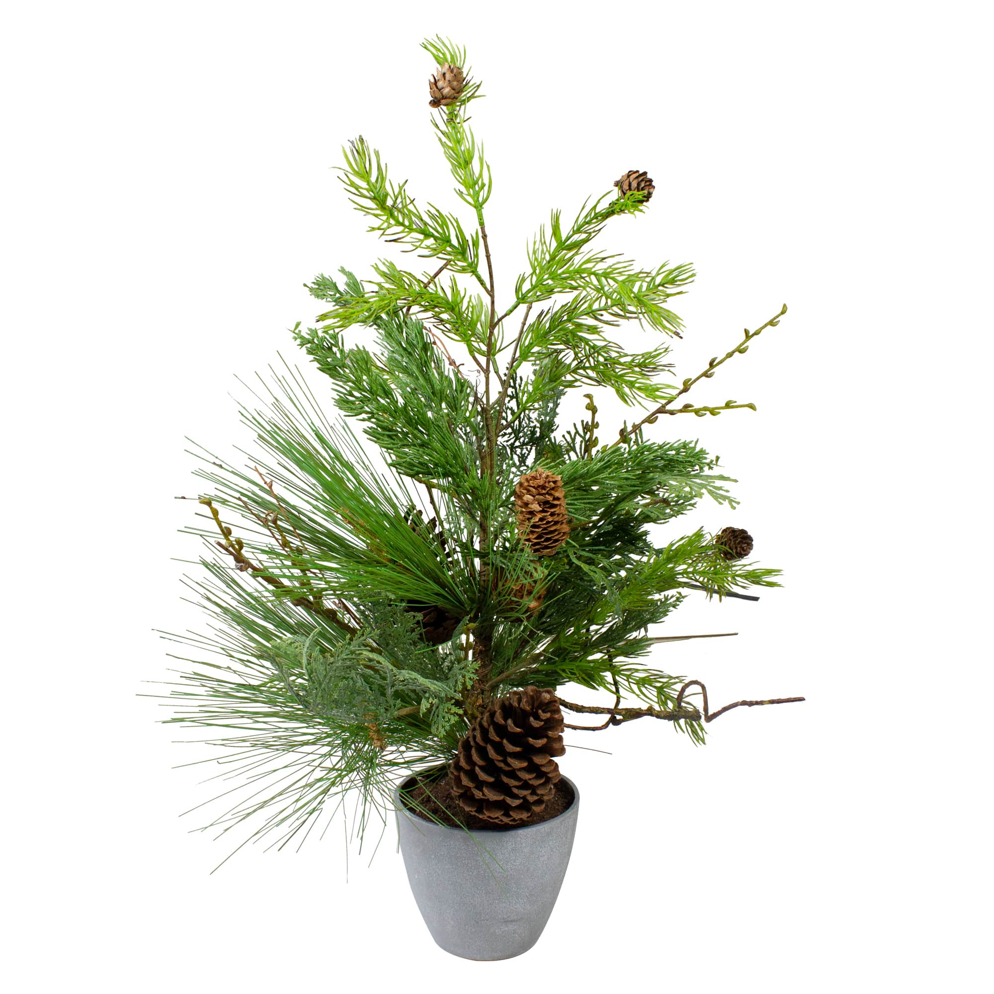 2ft. Unlit Real Touch&#x2122;&#xFE0F; Mixed Pine &#x26; Cedar Artificial Christmas Tree in Gray Pot