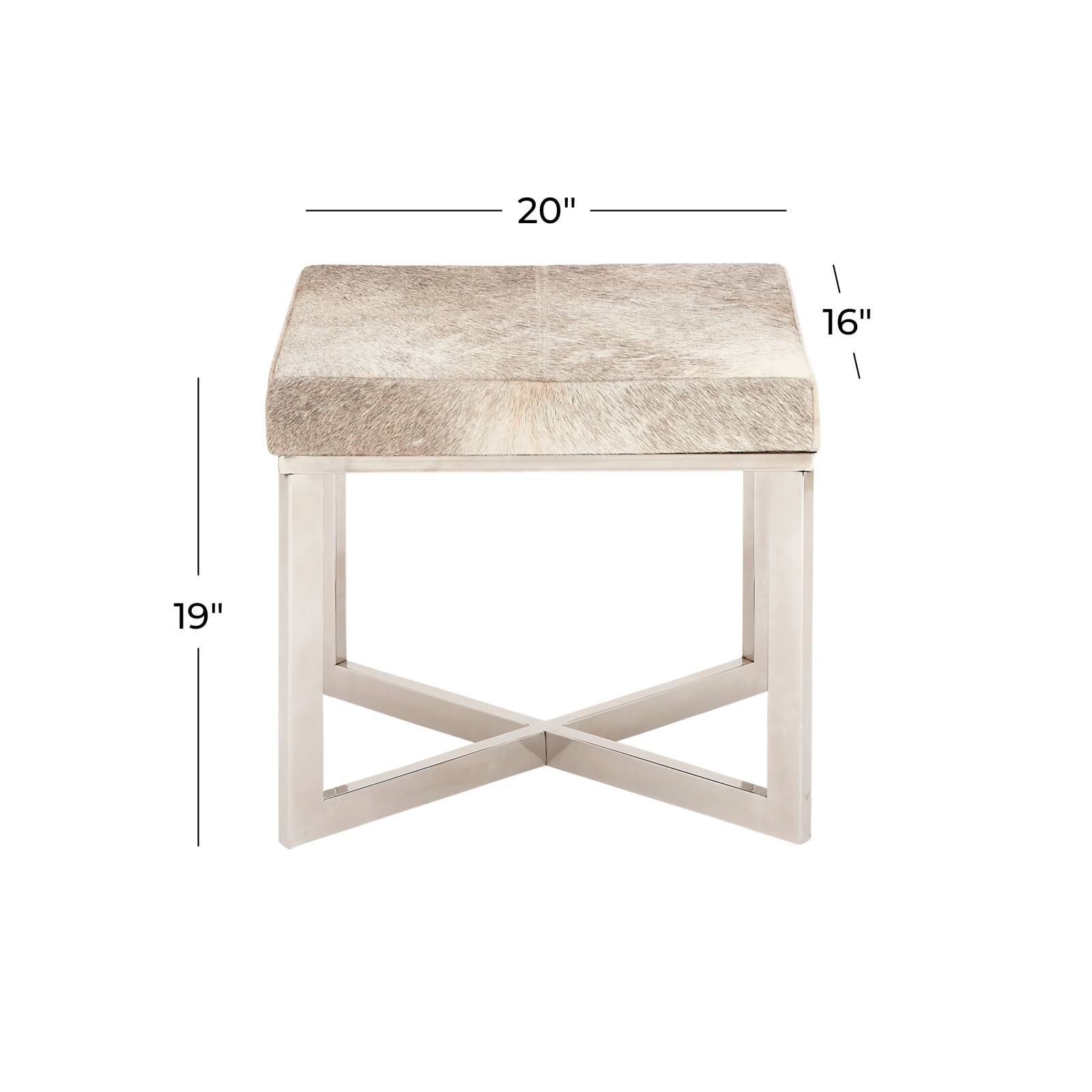 20&#x22; Gray &#x26; White Stainless Steel Contemporary Stool