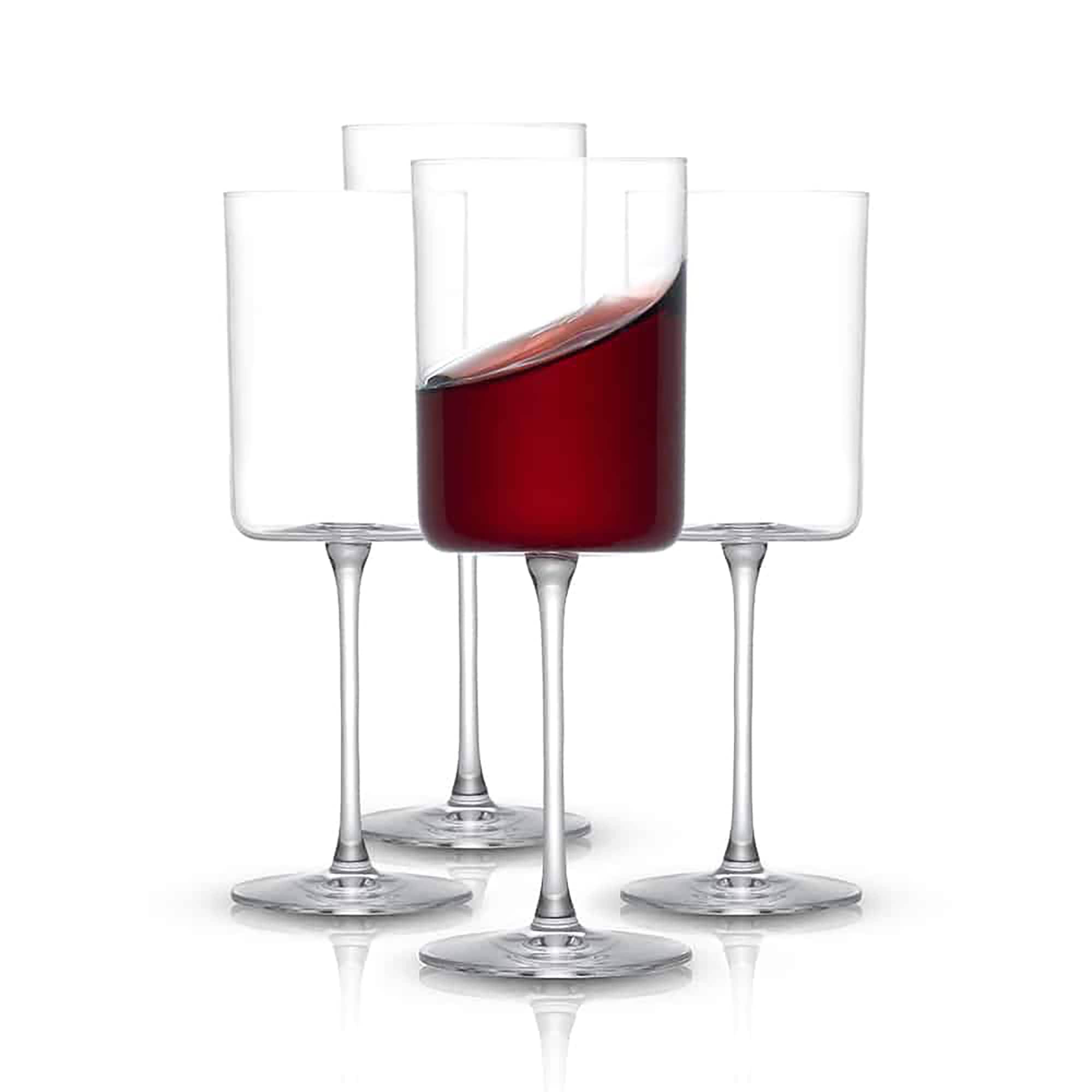 JoyJolt&#xAE; 14oz. Claire Crystal Cylinder Red Wine Glasses, 4ct.