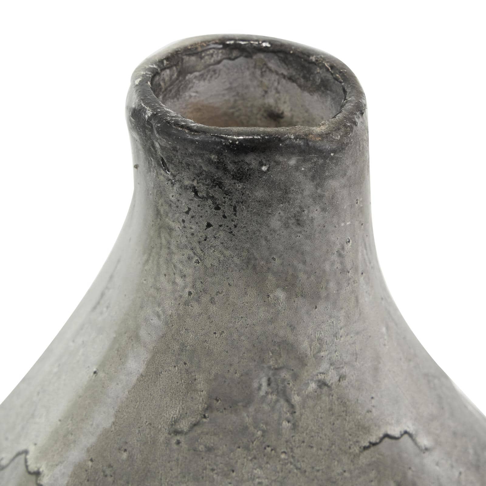 Gray Paper Mache Marble Inspired Decorative Vase with Cutout Handle