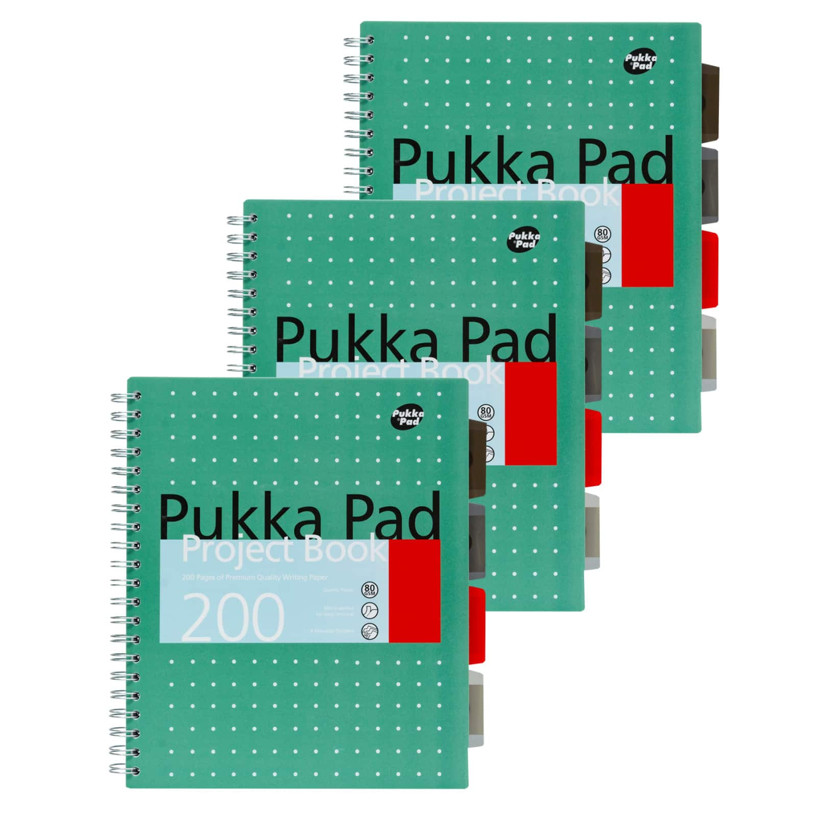 Pukka Pads Metallic Green Letter Sized Subject Divider Notebooks, 3ct.