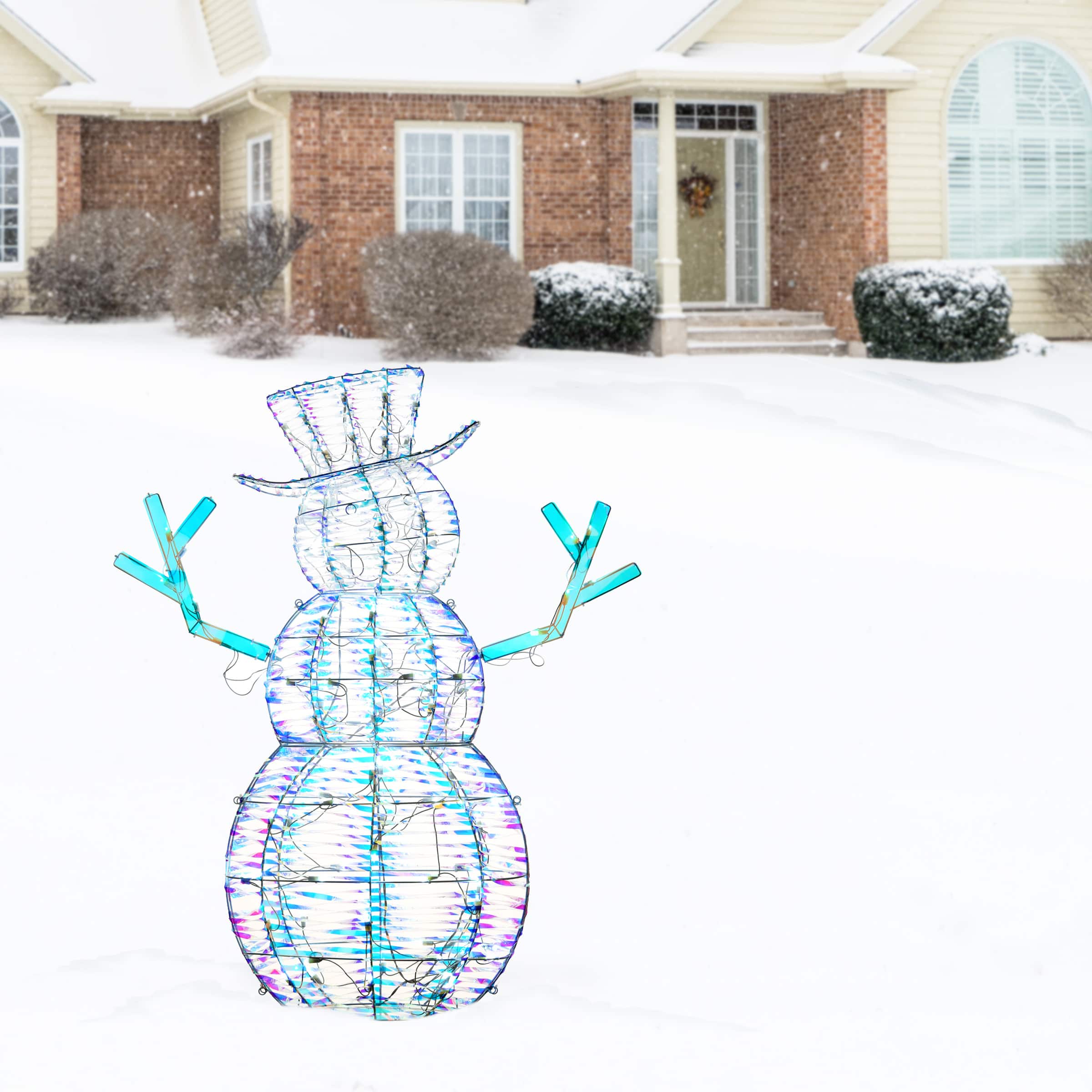 48" Pre-Lit Iridescent Snowman