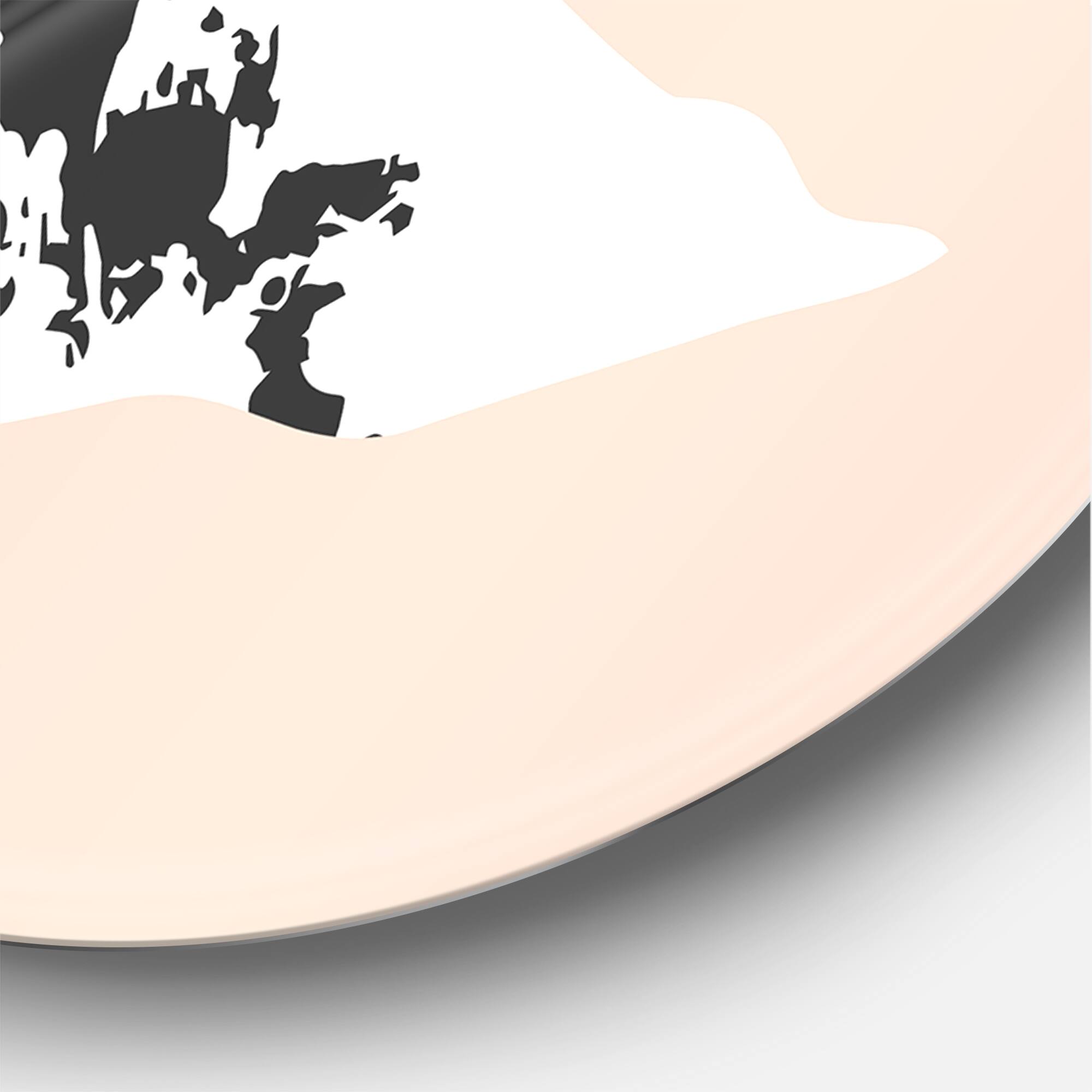 Designart - Modern Minimalist Mountain Sun and Moon - Modern Metal Circle Wall Art