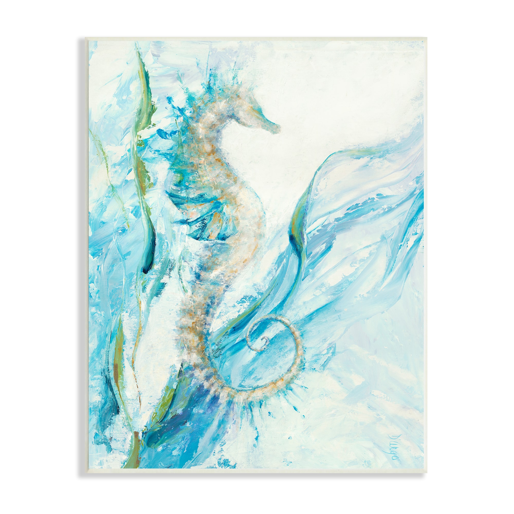 Stupell Industries Nautical Seahorse Blue Fluid Ocean Water Wall Plaque