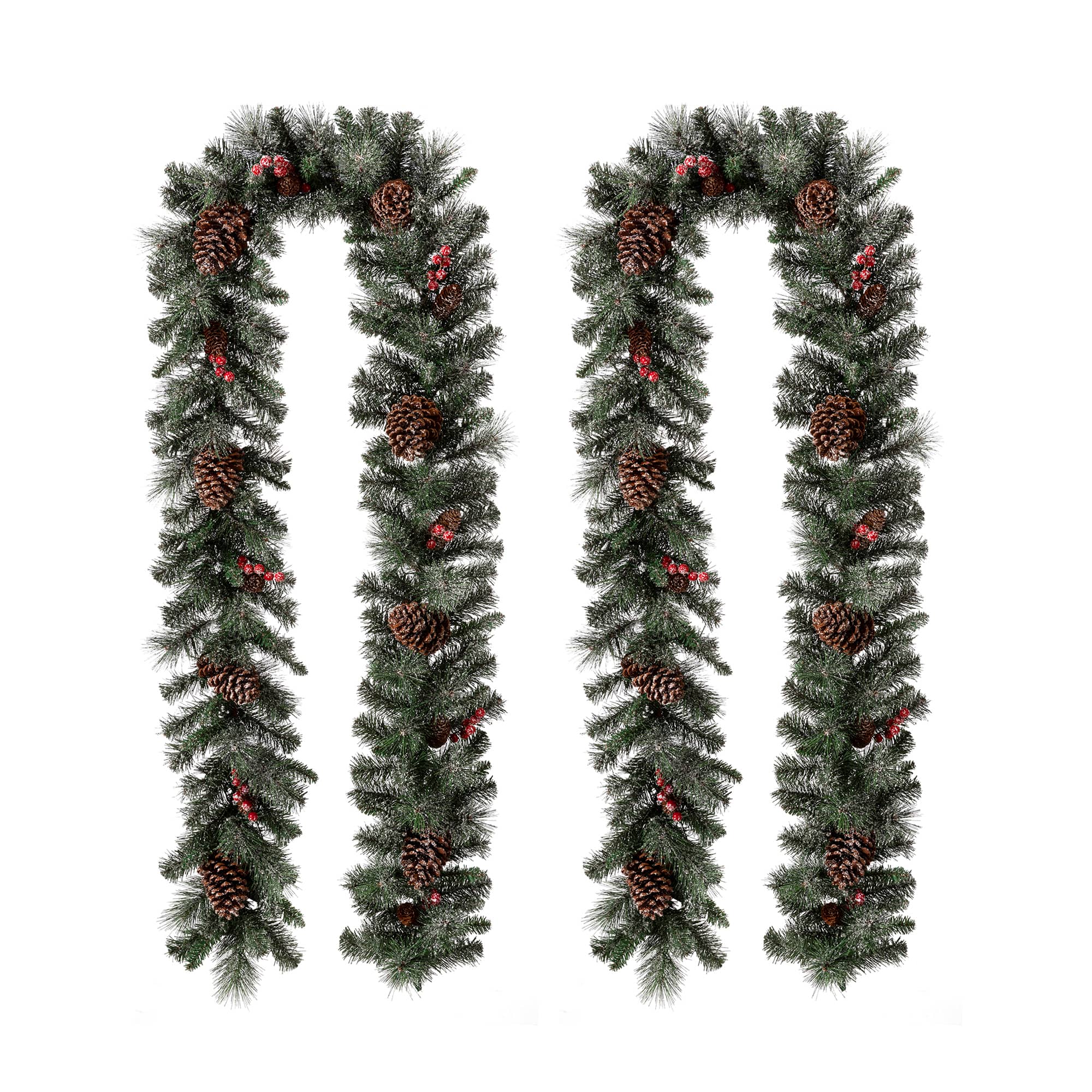 Glitzhome&#xAE; 9ft. Pre-Lit Glittery Pinecone Christmas Garland with Timer, 2ct.