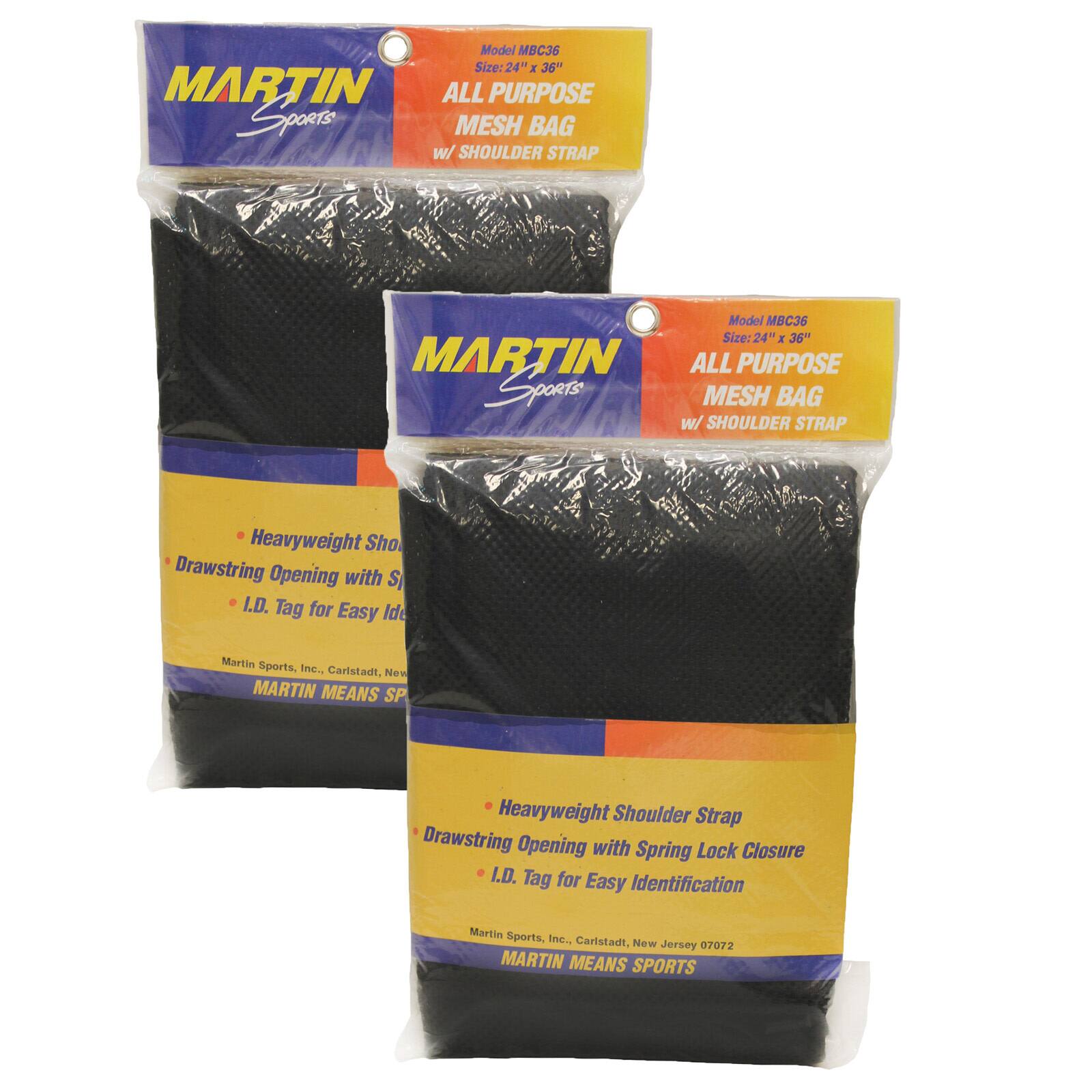 Martin Sports Black All Purpose Mesh Bag with Carry Strap, 2ct.