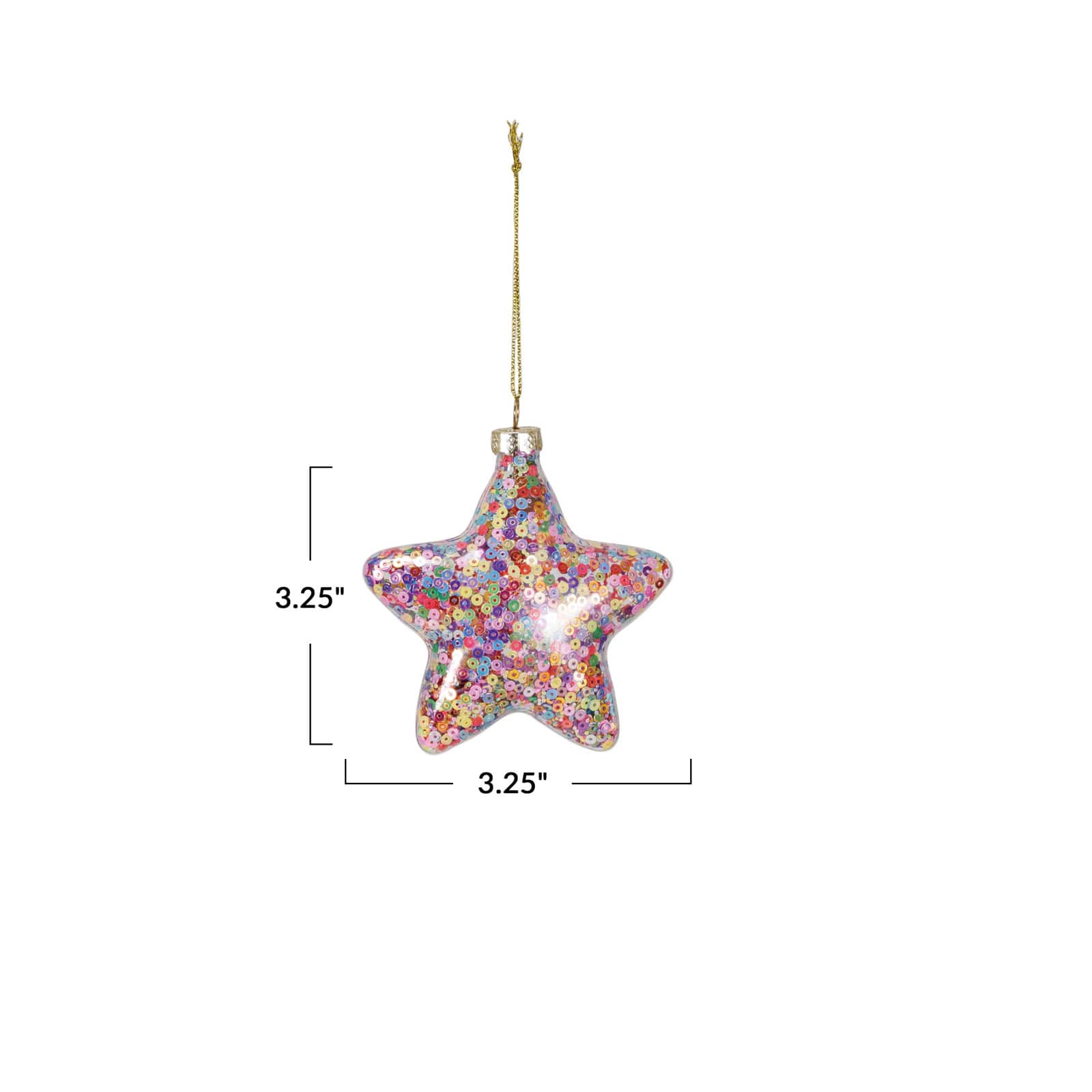 Hello Honey&#xAE; 3.25&#x22; Multicolor Star &#x26; Sequins Glass Ornament