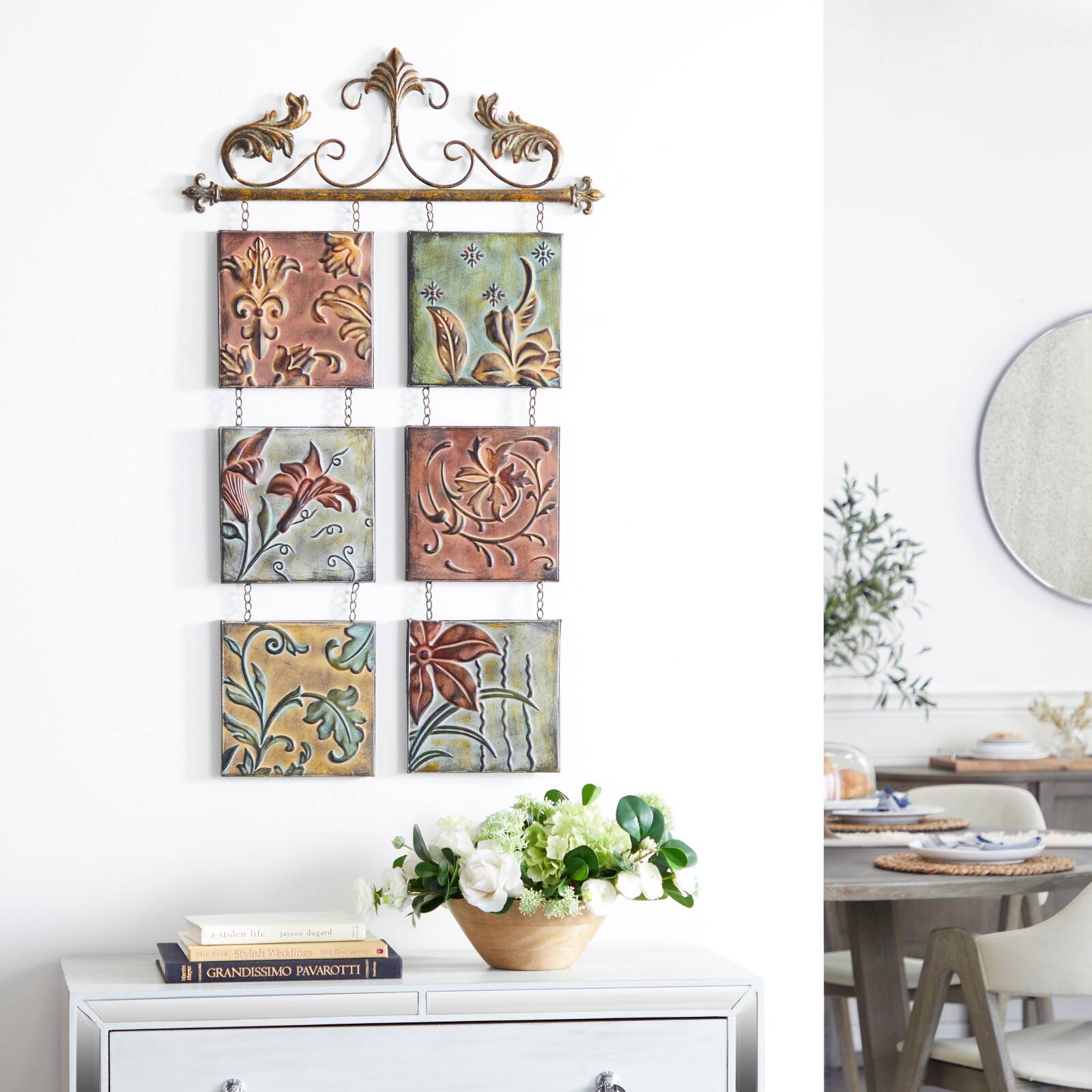 Brown Wrought Iron Traditional Floral Wall Decor